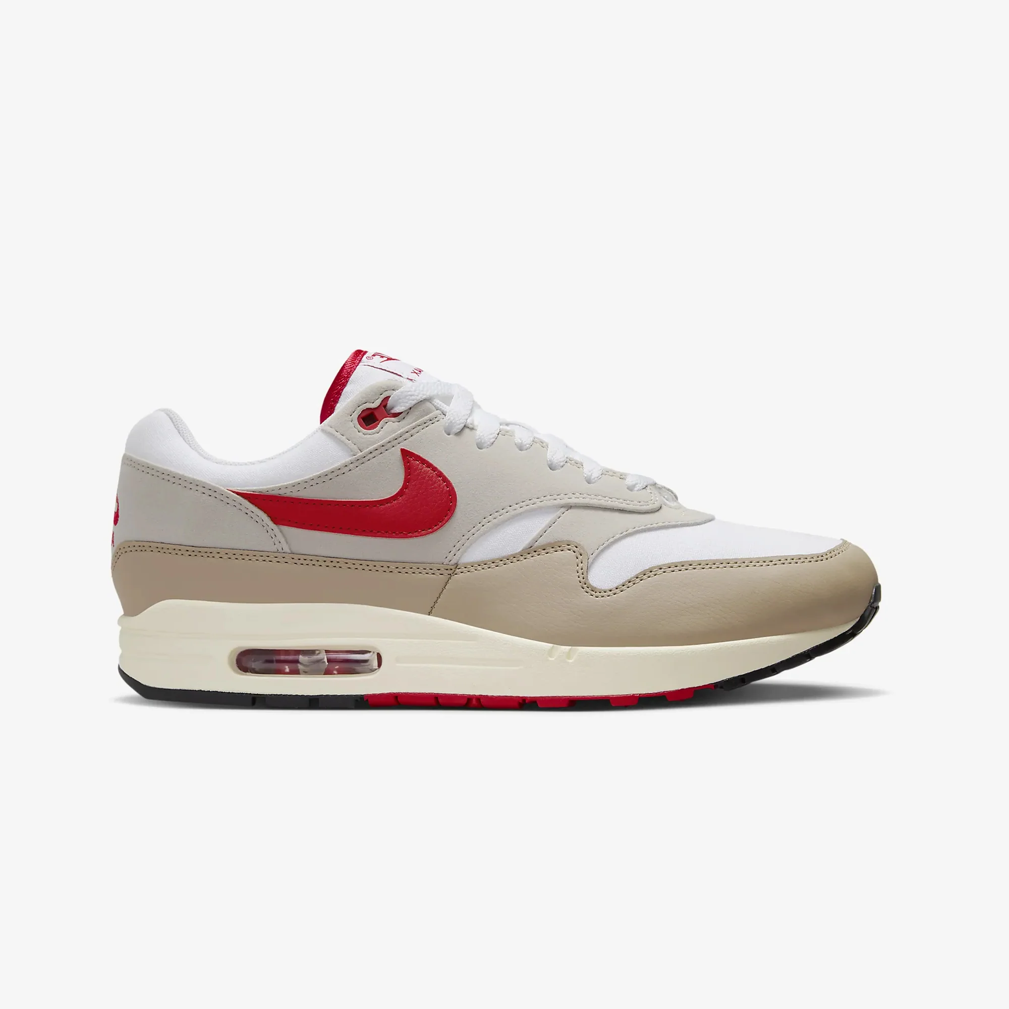 Nike | AIR MAX 1 { WHITE/UNIVERSITY RED-CREAM II-LIMESTONE