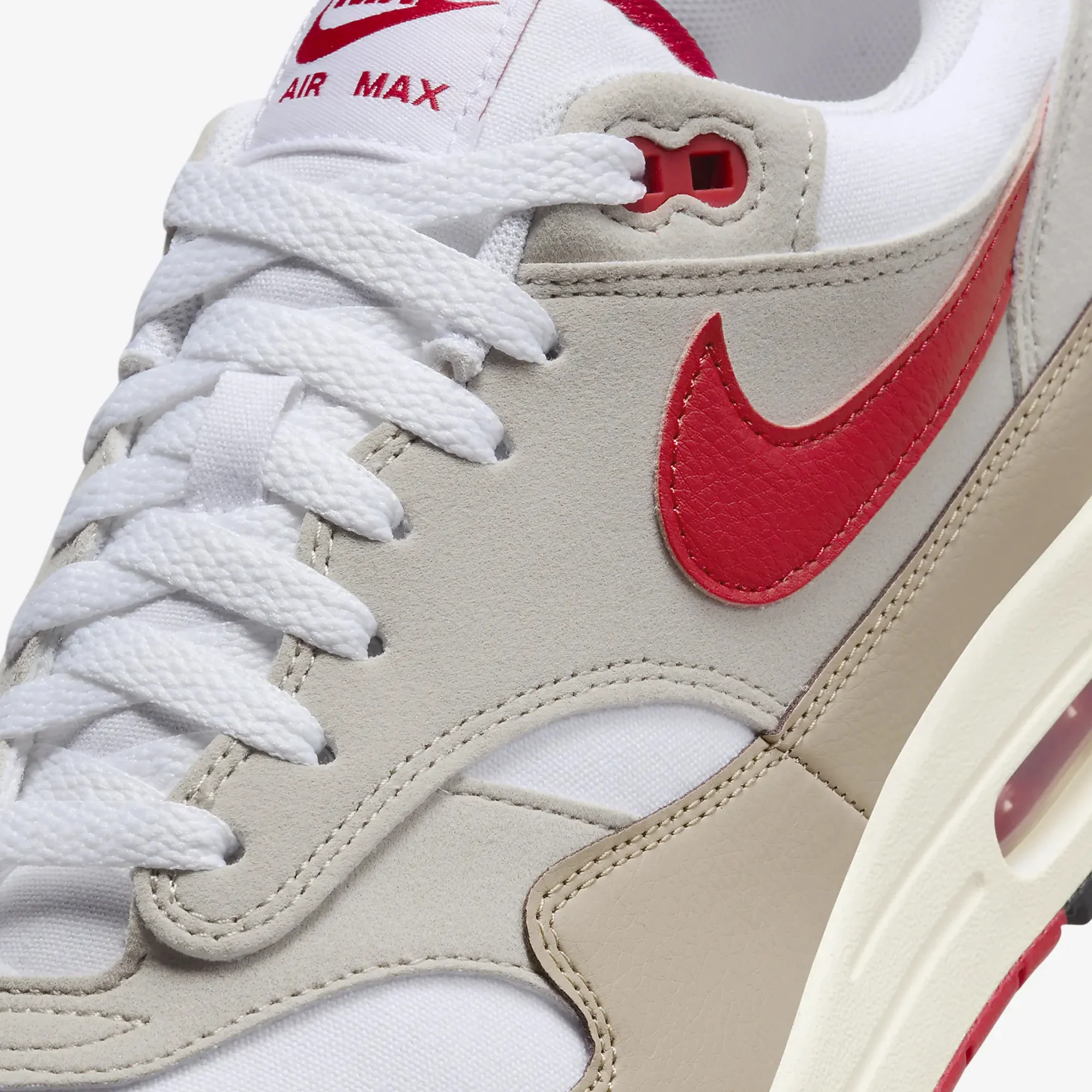 Nike | AIR MAX 1 { WHITE/UNIVERSITY RED-CREAM II-LIMESTONE - Image 4