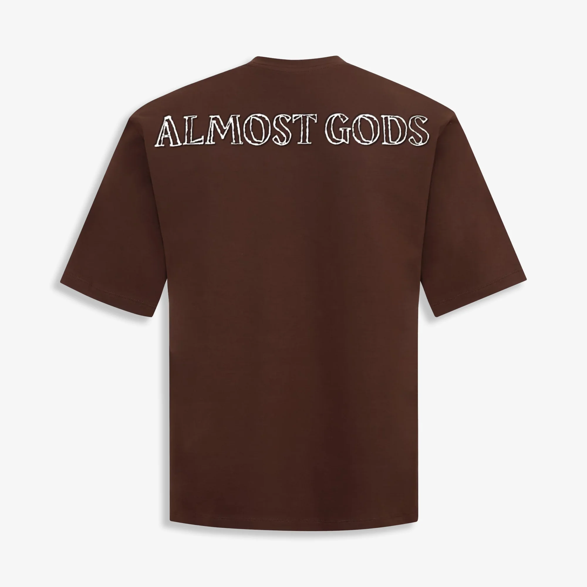 ALMOST GODS | ALPHA CROSS CHAIN LINK RELAXED TEE { BROWN - Image 4