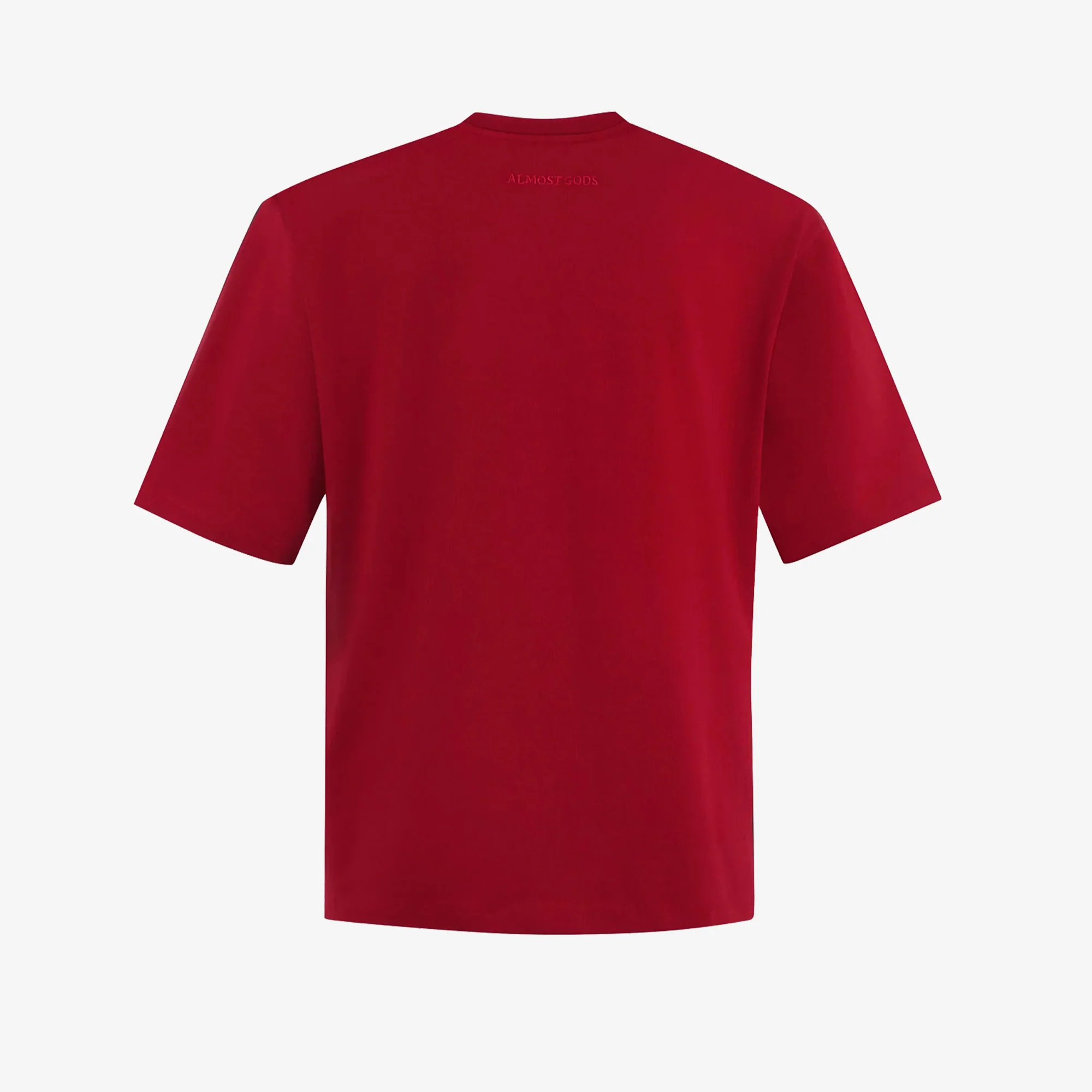 ALMOST GODS | ALPHA CROSS EMBROIDERED TEE { RED - Image 3