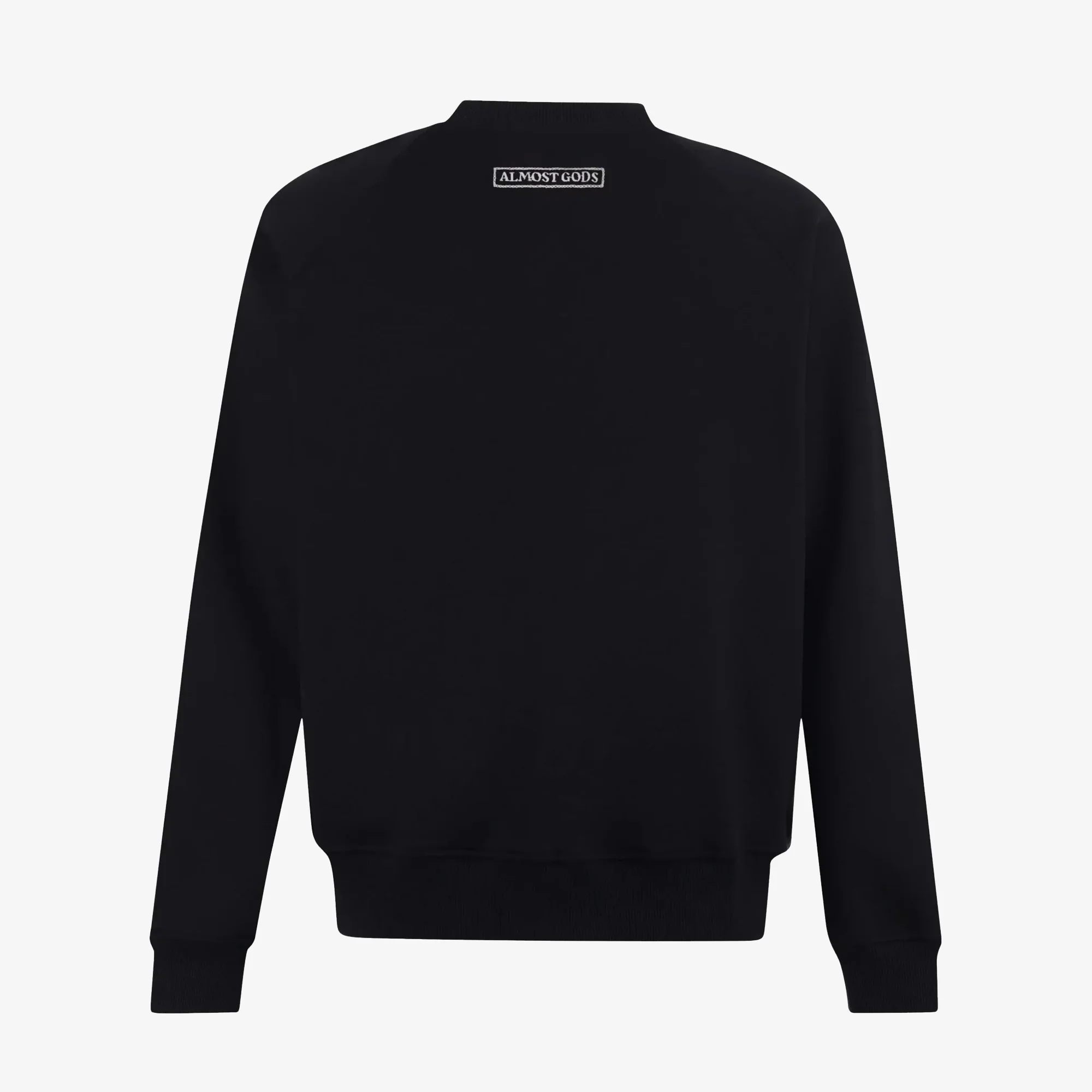 ALMOST GODS | ALPHA CROSS HAND EMBROIDERED AARI SWEATSHIRT { BLACK - Image 3