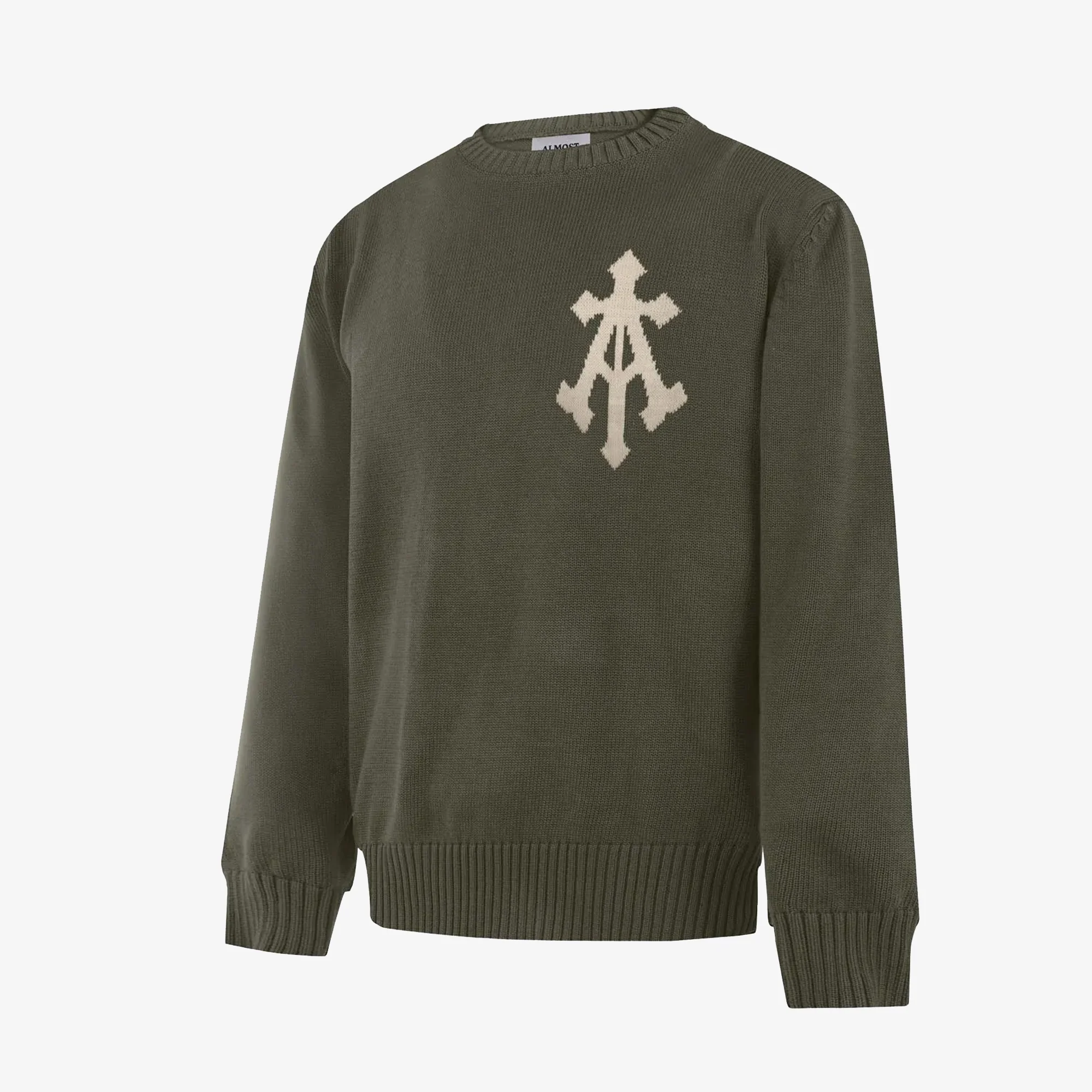 ALMOST GODS | ALPHA CROSS KNIT SWEATER { OLIVE - Image 3