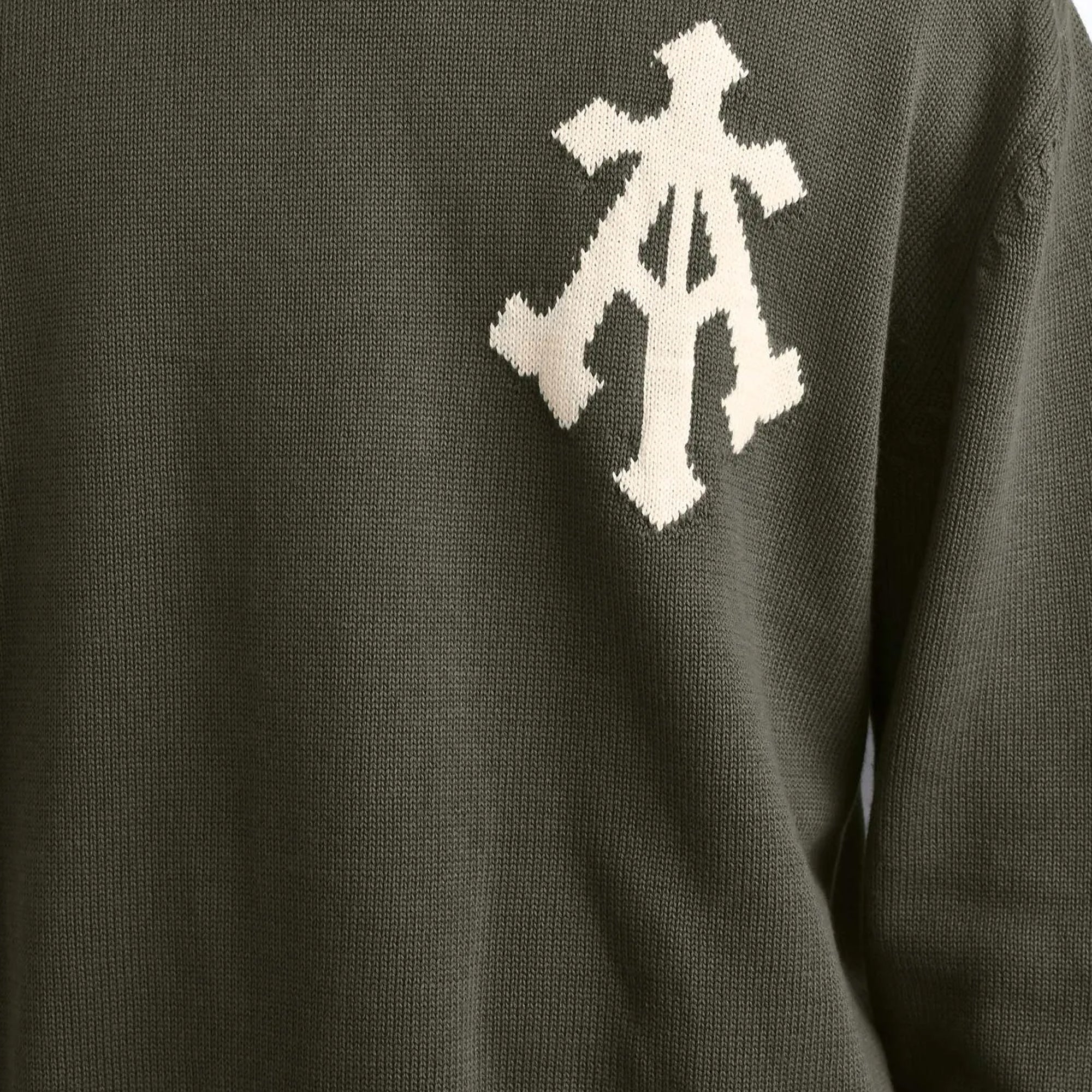 ALMOST GODS | ALPHA CROSS KNIT SWEATER { OLIVE - Image 6