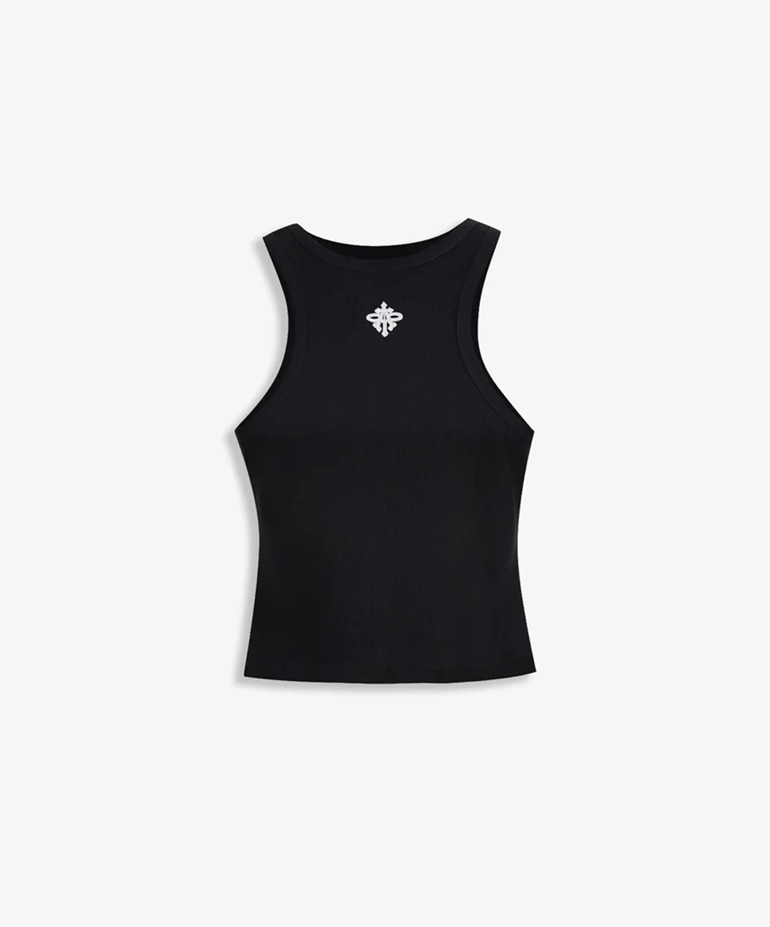 ALMOST GODS | ALPHA CROSS RIBBED TANK { BLACK - Image 3