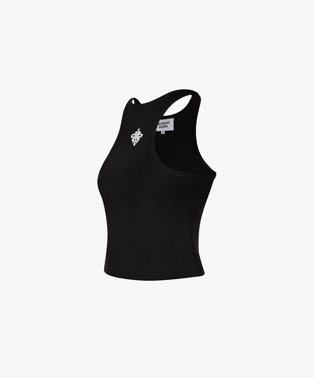 ALMOST GODS | ALPHA CROSS RIBBED TANK { BLACK - Image 4