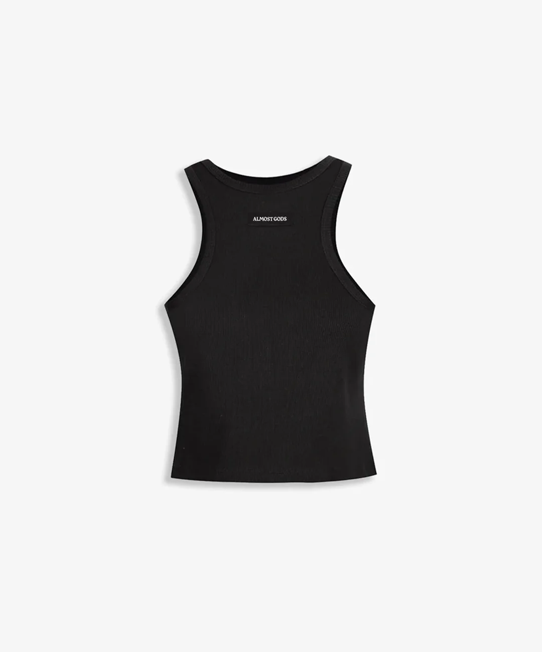 ALMOST GODS | ALPHA CROSS RIBBED TANK { BLACK - Image 5