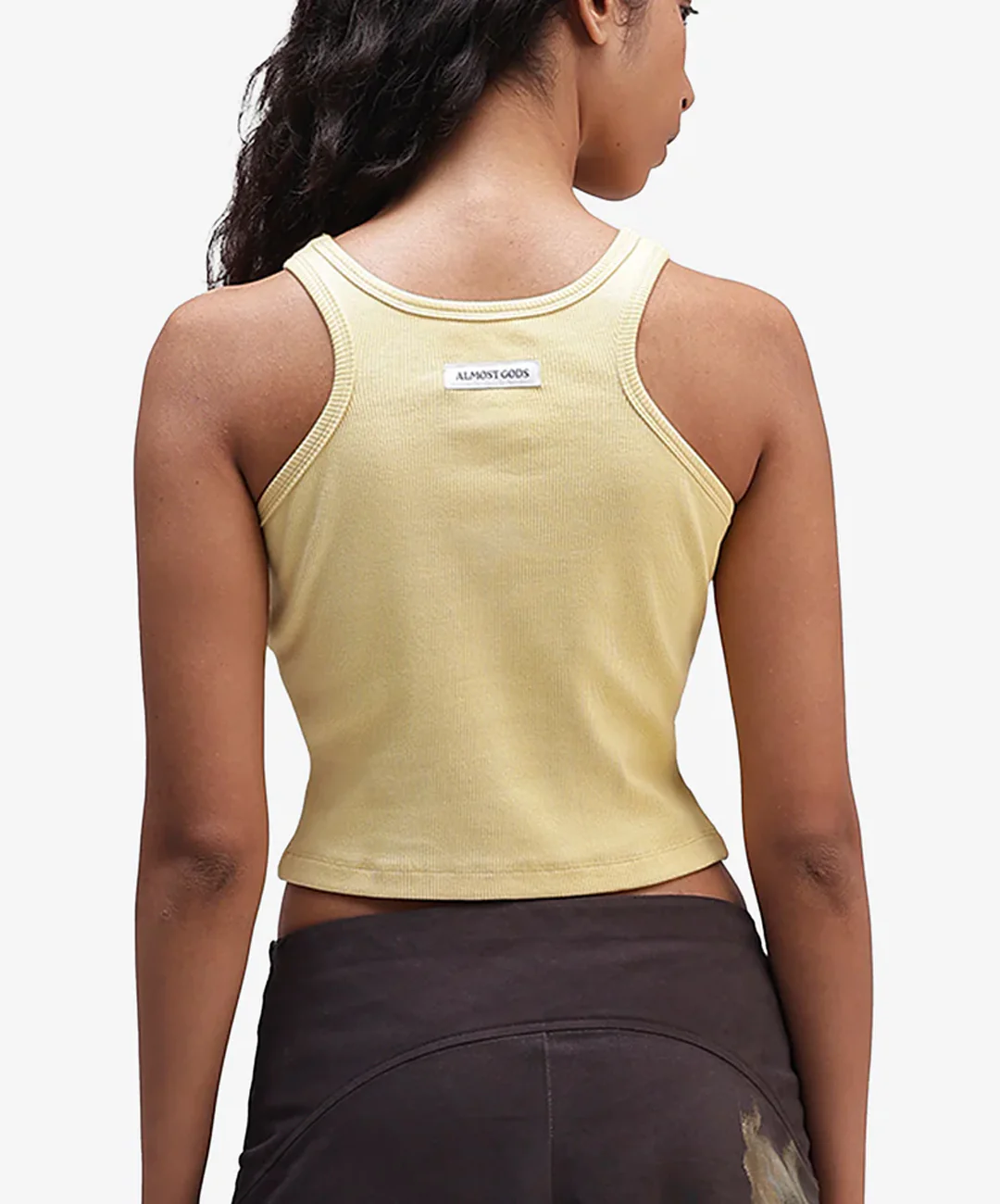 ALMOST GODS | ALPHA CROSS RIBBED TANK TOP { BUTTER YELLOW - Image 2