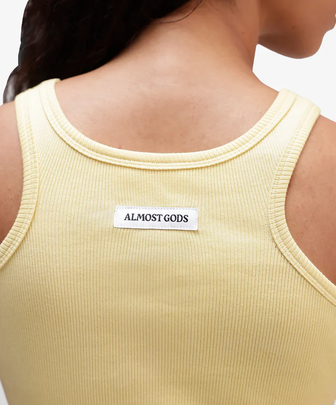 ALMOST GODS | ALPHA CROSS RIBBED TANK TOP { BUTTER YELLOW - Image 3