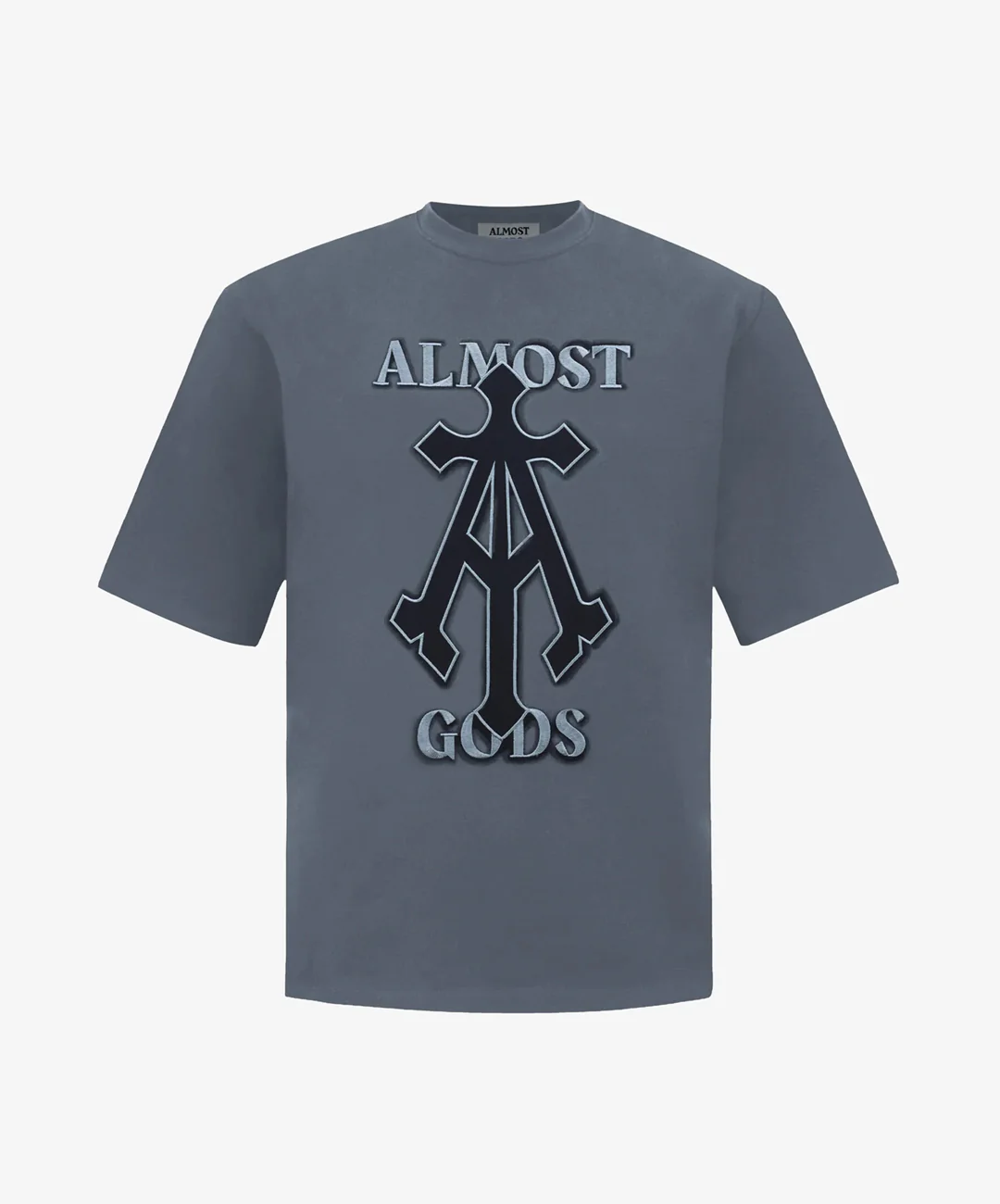 ALMOST GODS | ALPHA CROSS SPRAY PAINT TEE { GREY - Image 2