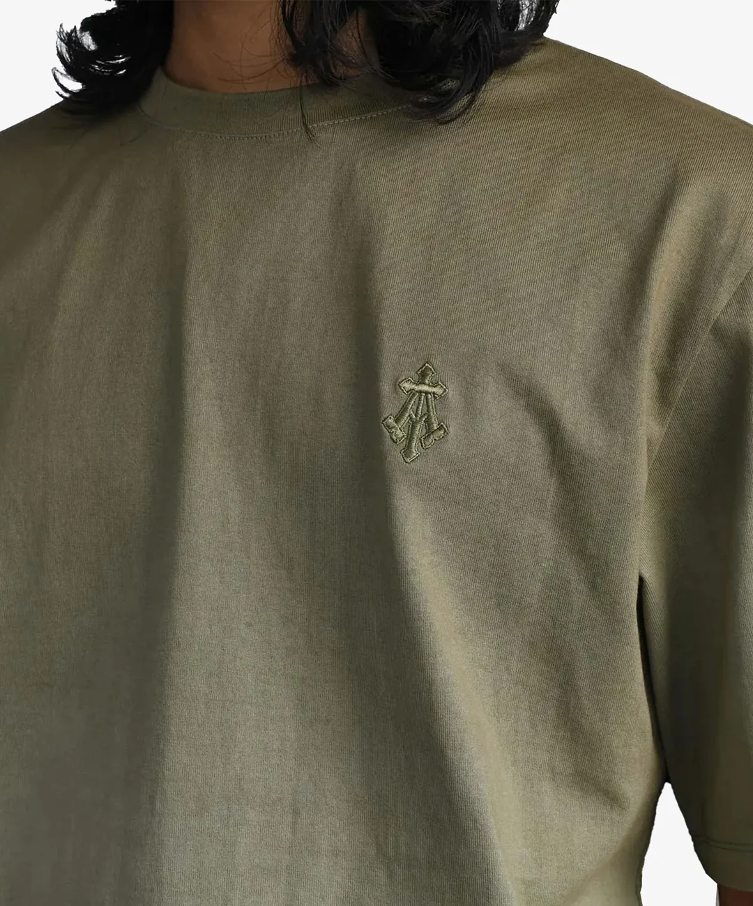 ALMOST GODS | ALPHA CROSS TEE IN DIP { DYE GREEN - Image 2