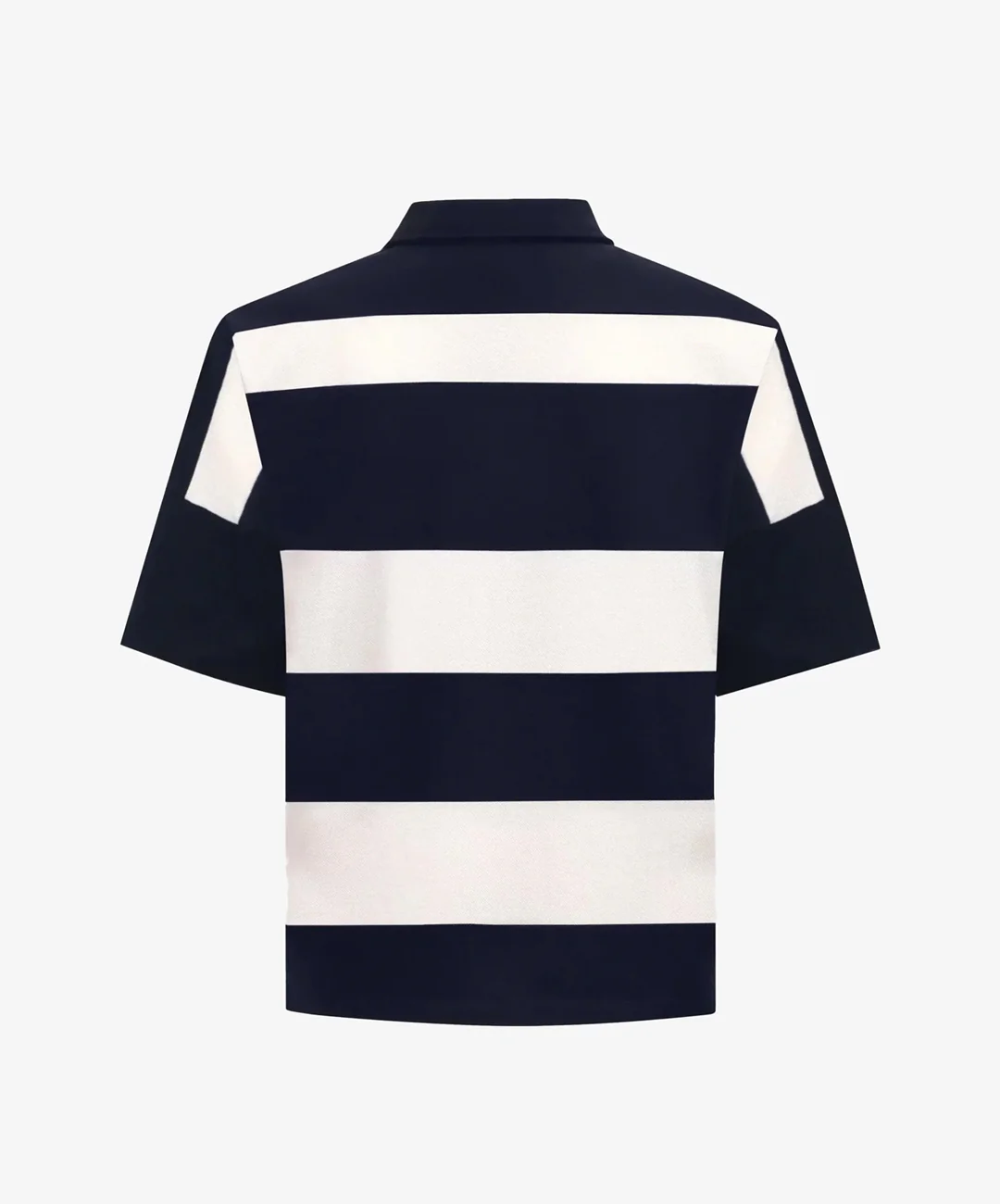 ALMOST GODS | ALPHA CROSS WOVEN STRIPED POLO { NAVY/WHITE - Image 4