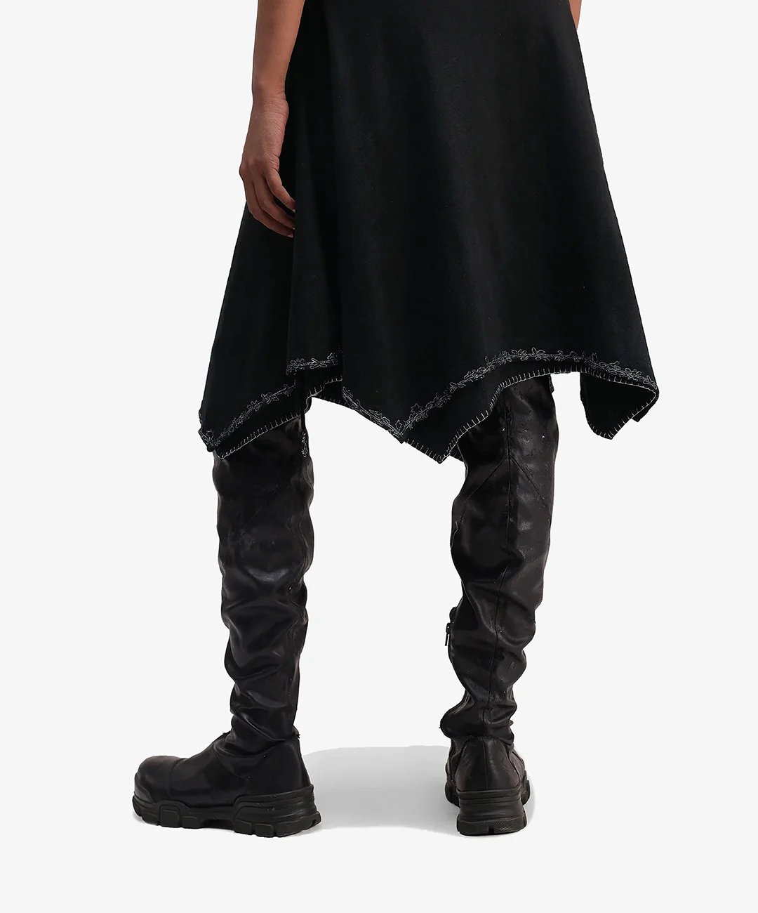 ALMOST GODS | ASSYMETRIC LAYERED KNIT DRESS { BLACK - Image 6