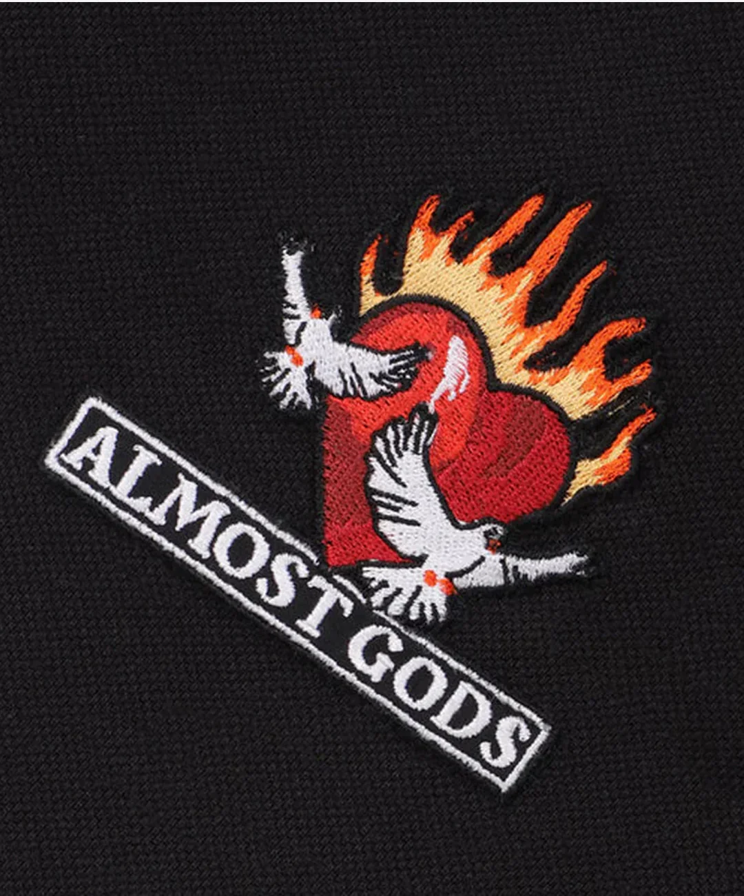 ALMOST GODS | BURNING HEART POLO TEE { BLACK - Image 4
