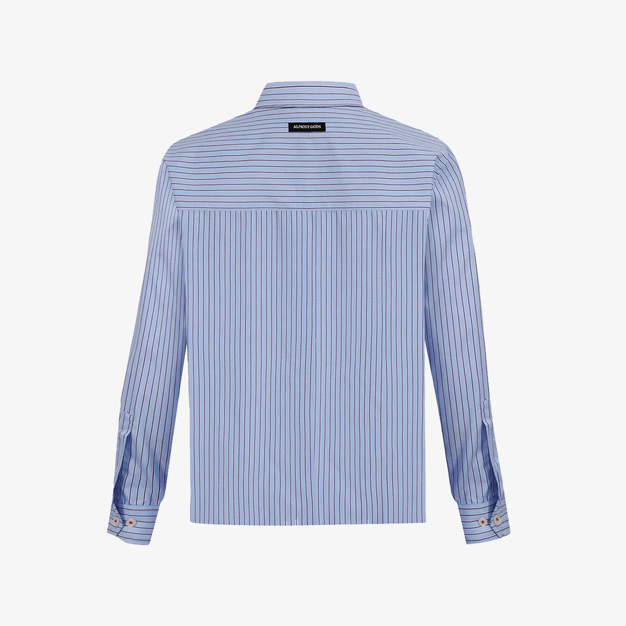 ALMOST GODS | BURNING HEART STRIPED SHIRT { BLUE/WHITE - Image 3
