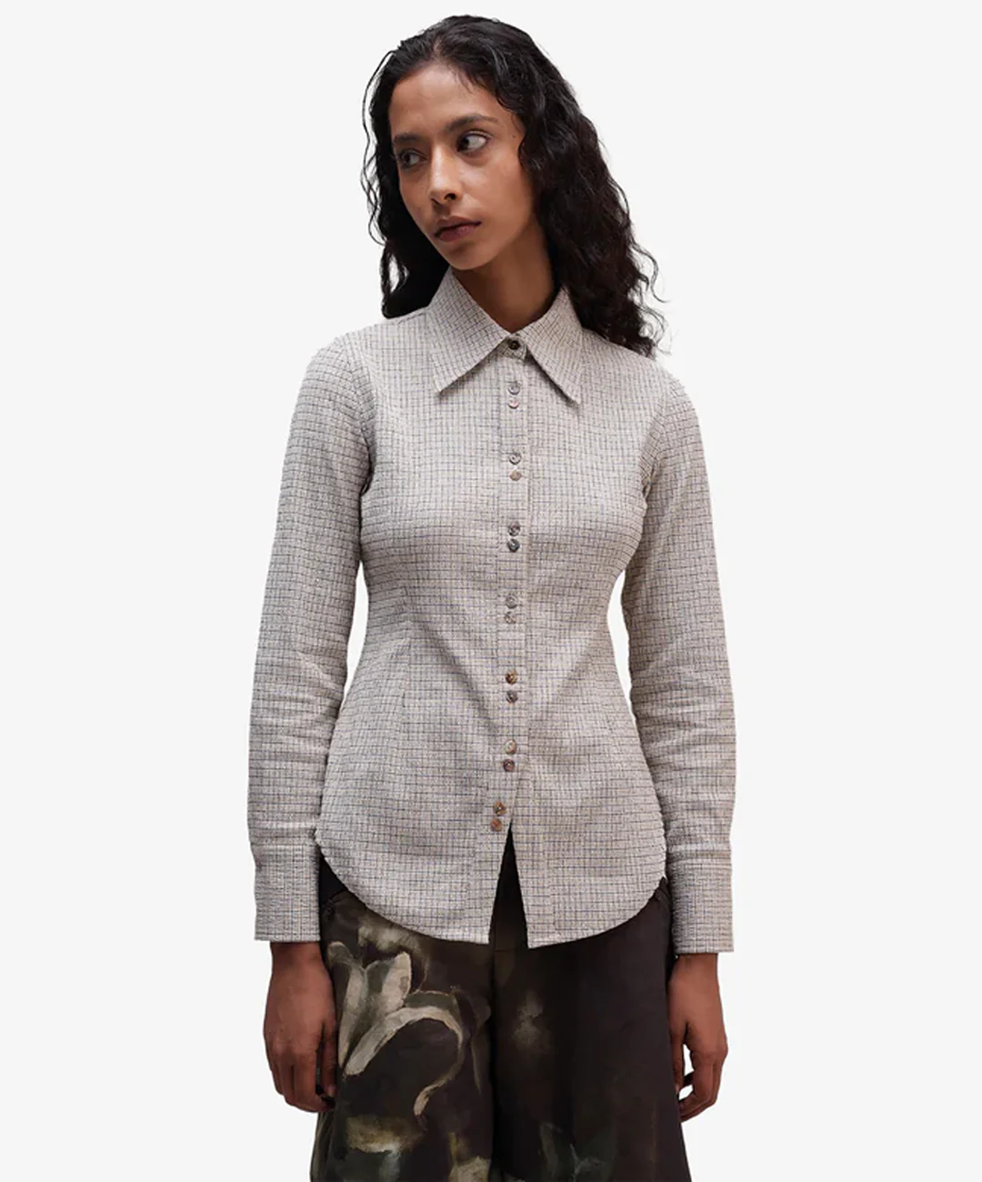 ALMOST GODS | CONCH PLAID SHIRT { BEIGE