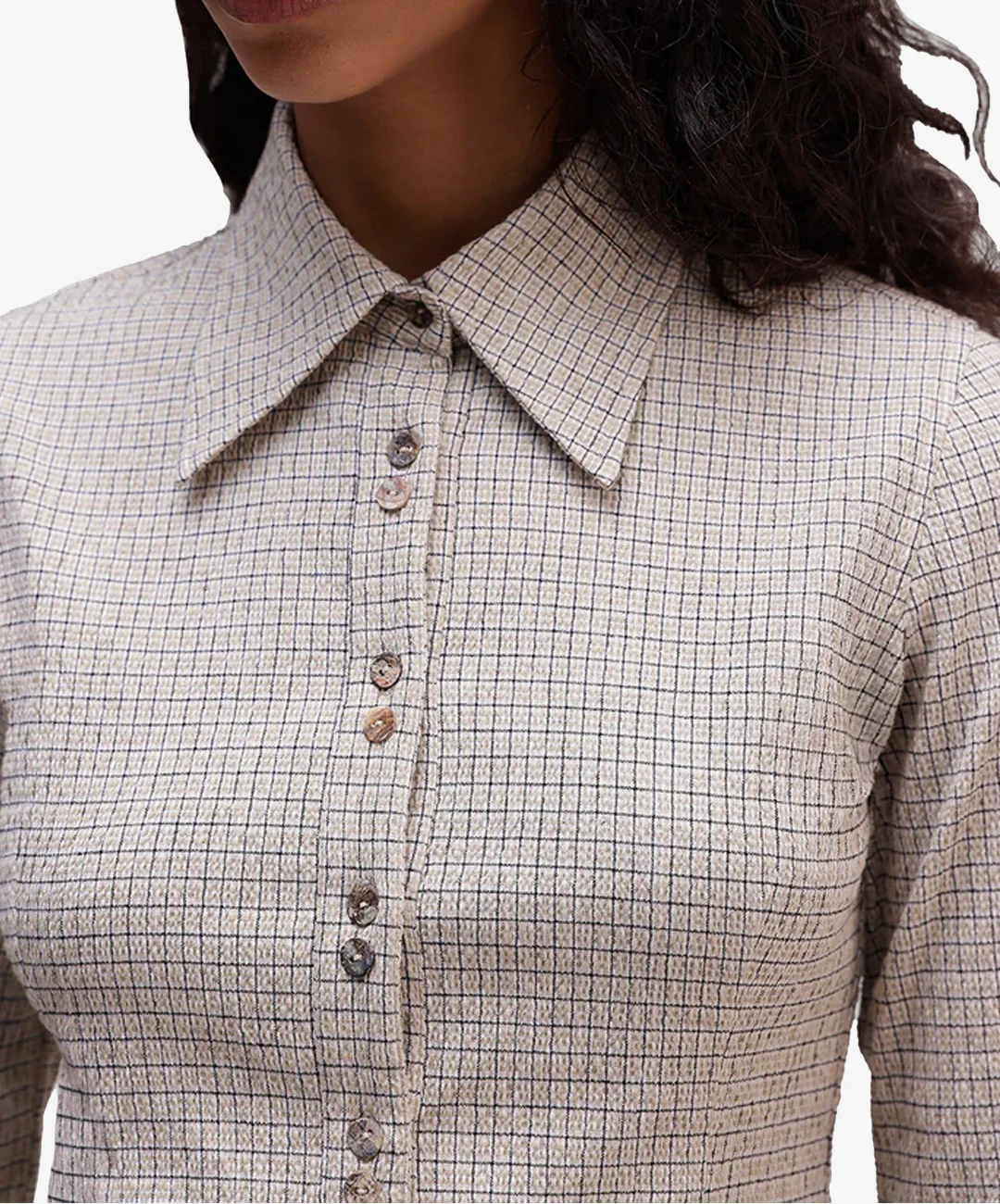 ALMOST GODS | CONCH PLAID SHIRT { BEIGE - Image 3