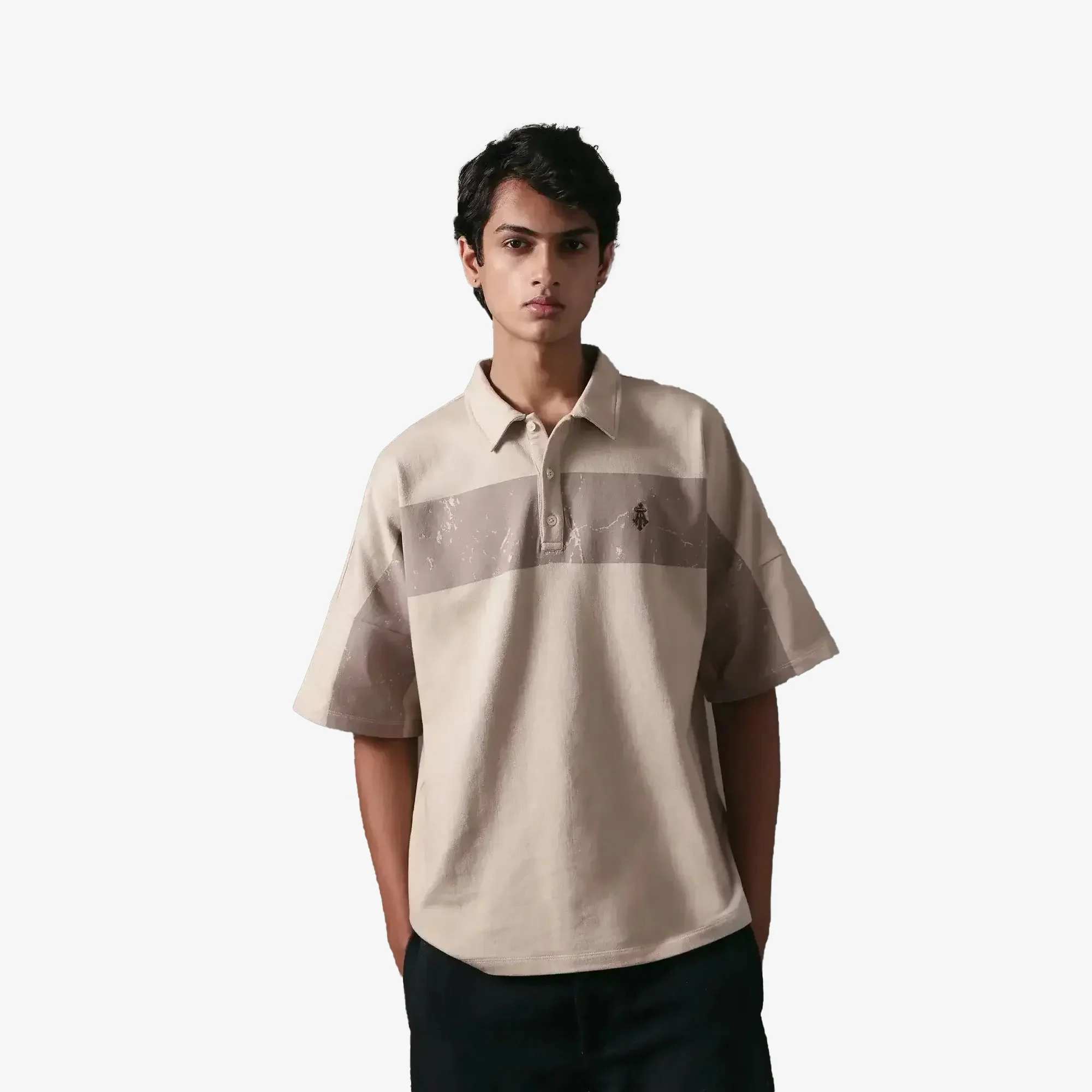 ALMOST GODS | DEBRIS BOXY POLO { BEIGE