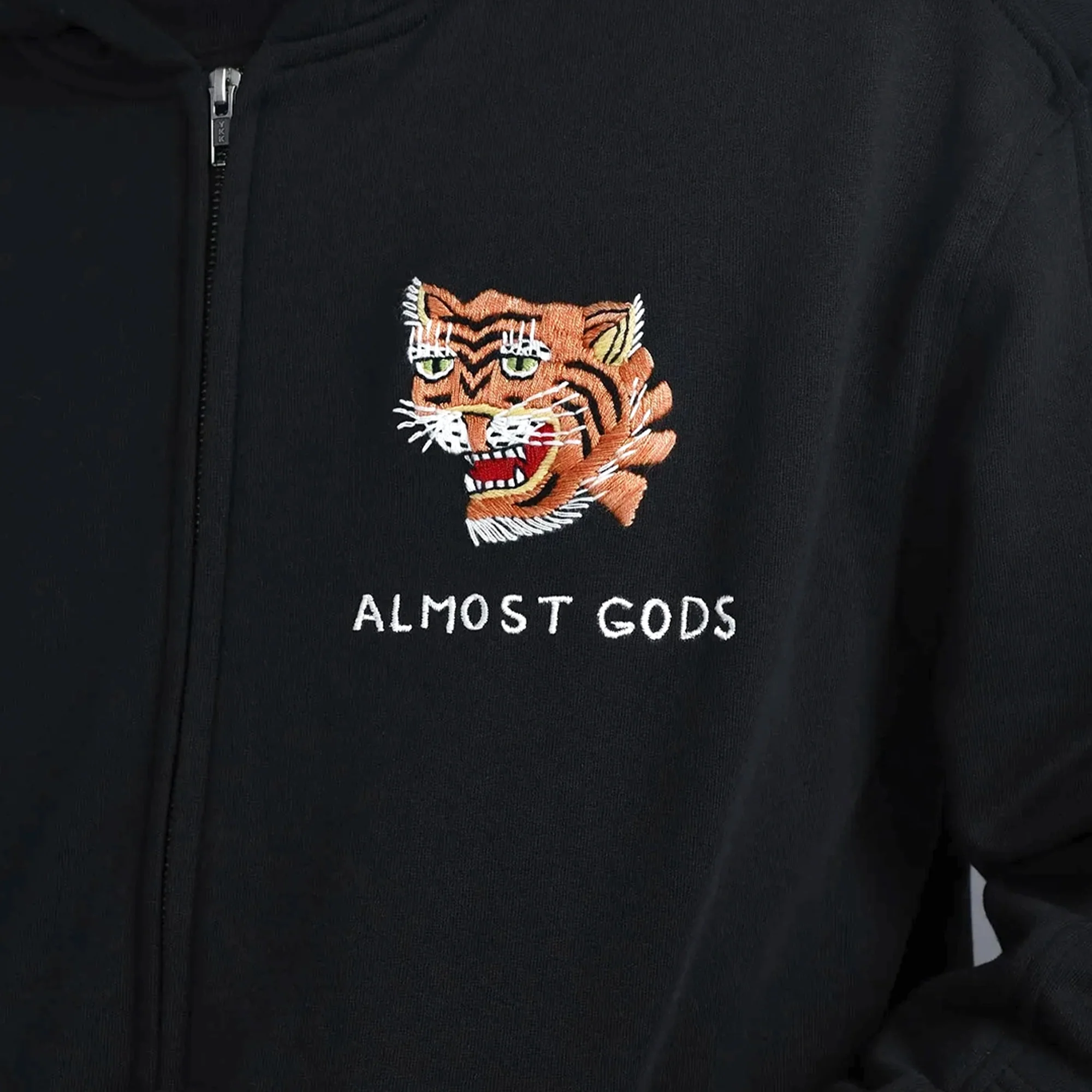 ALMOST GODS | HAND EMBROIDERED SAIGON ZIP HOODIE { BLACK - Image 5