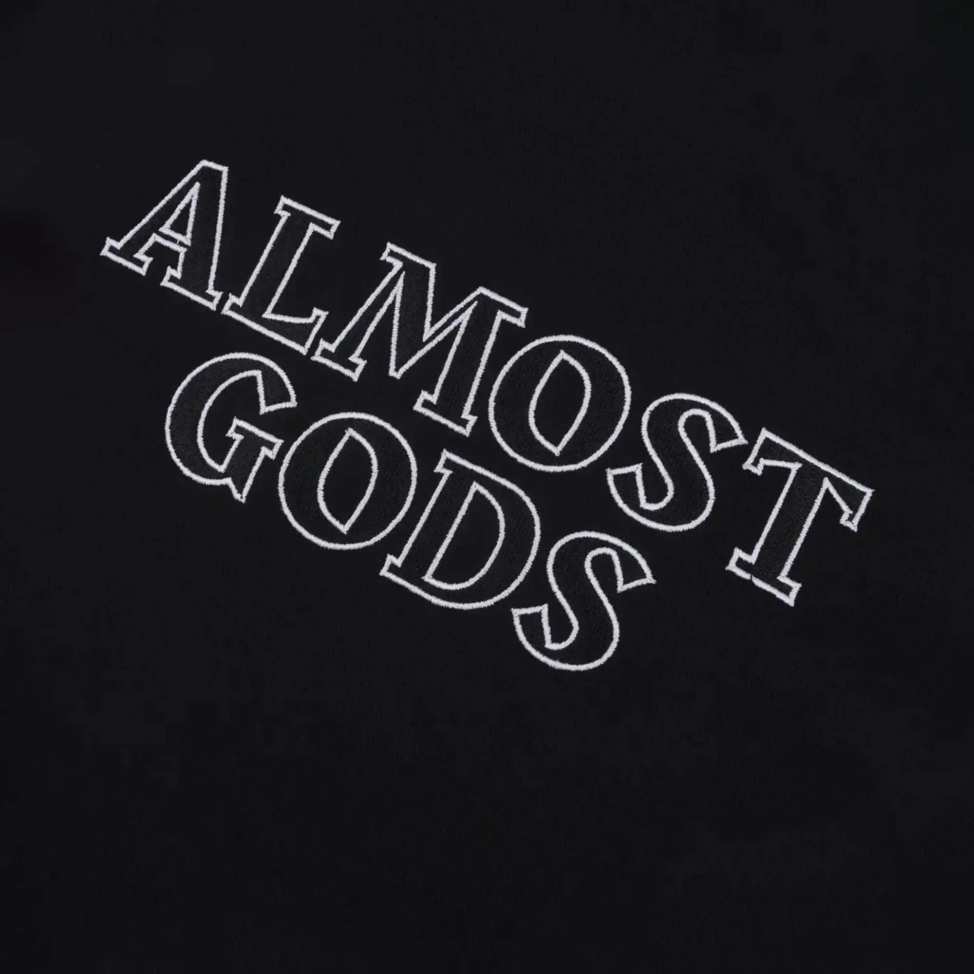 ALMOST GODS | LOGO PANEL HOODIE IN BLACK AND WHITE { BLACK/WHITE - Image 4