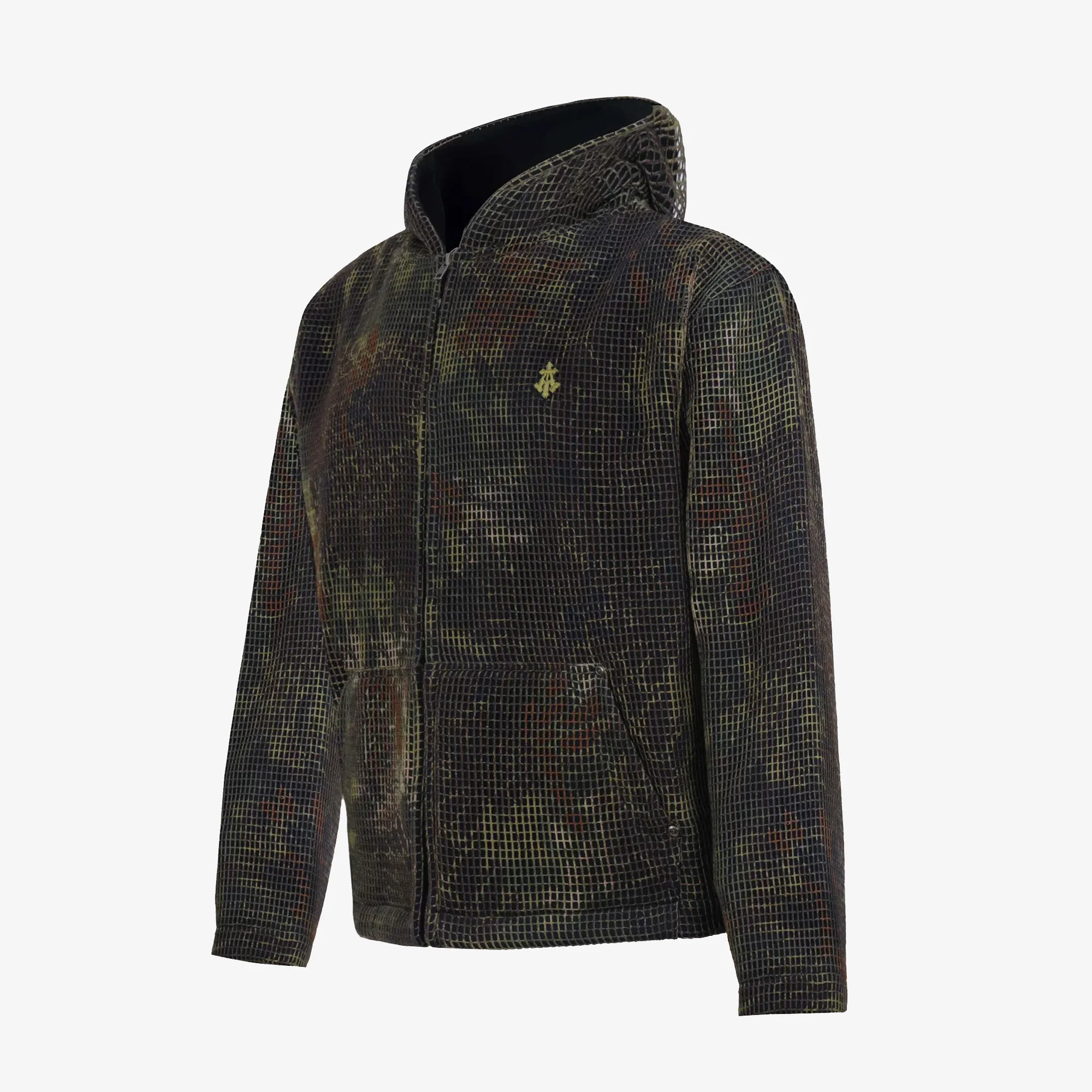 ALMOST GODS | MANDRAKE CAMO NET ZIP HOODIE { BROWN - Image 3