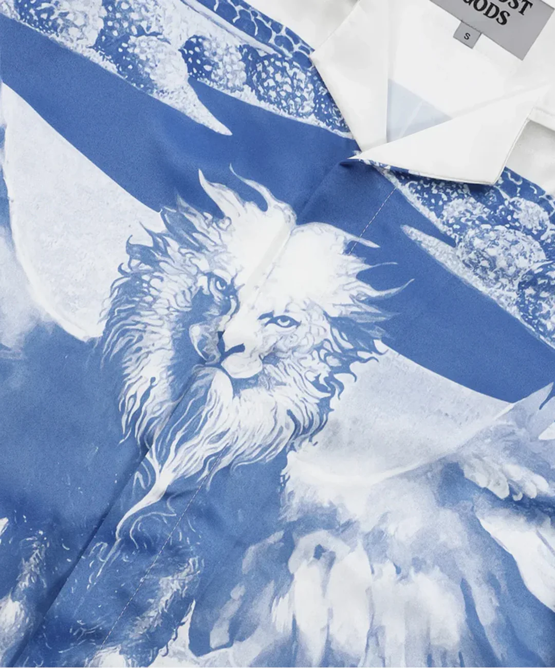 ALMOST GODS | MIRAGE BOXY SHIRT IN SATIN { BLUE/WHITE - Image 4