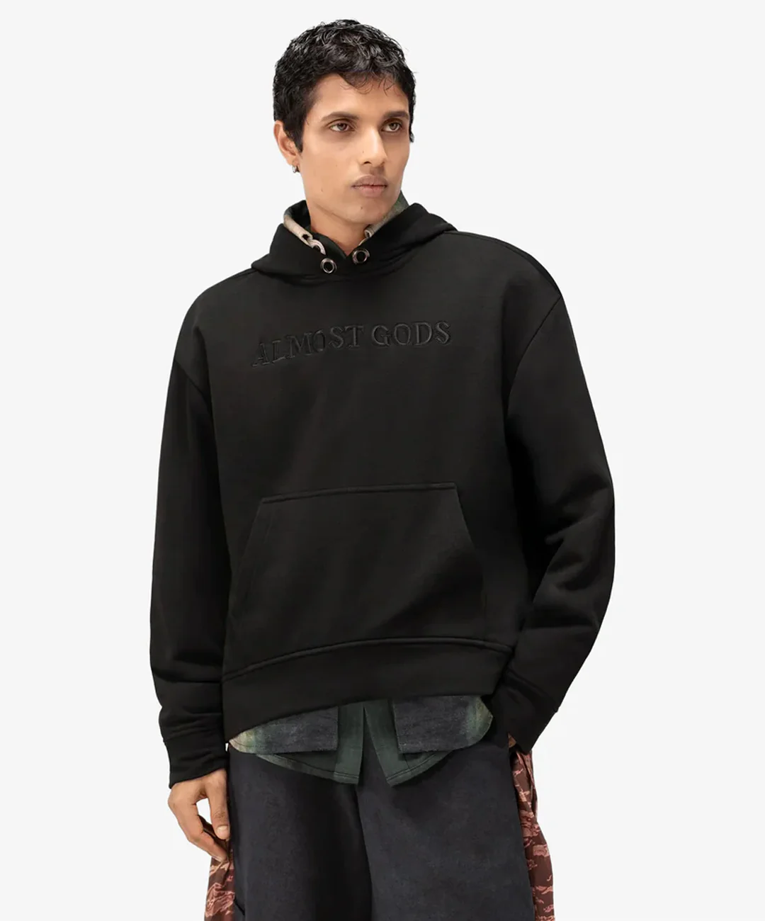 ALMOST GODS | SHATTERED ALPHA CROSS HOODIE { BLACK