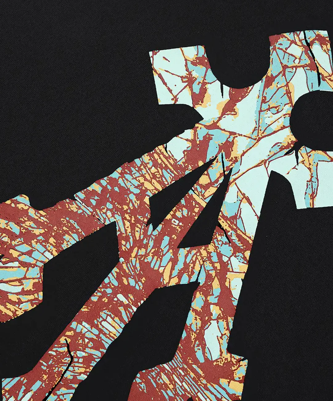 ALMOST GODS | SHATTERED ALPHA CROSS HOODIE { BLACK - Image 3