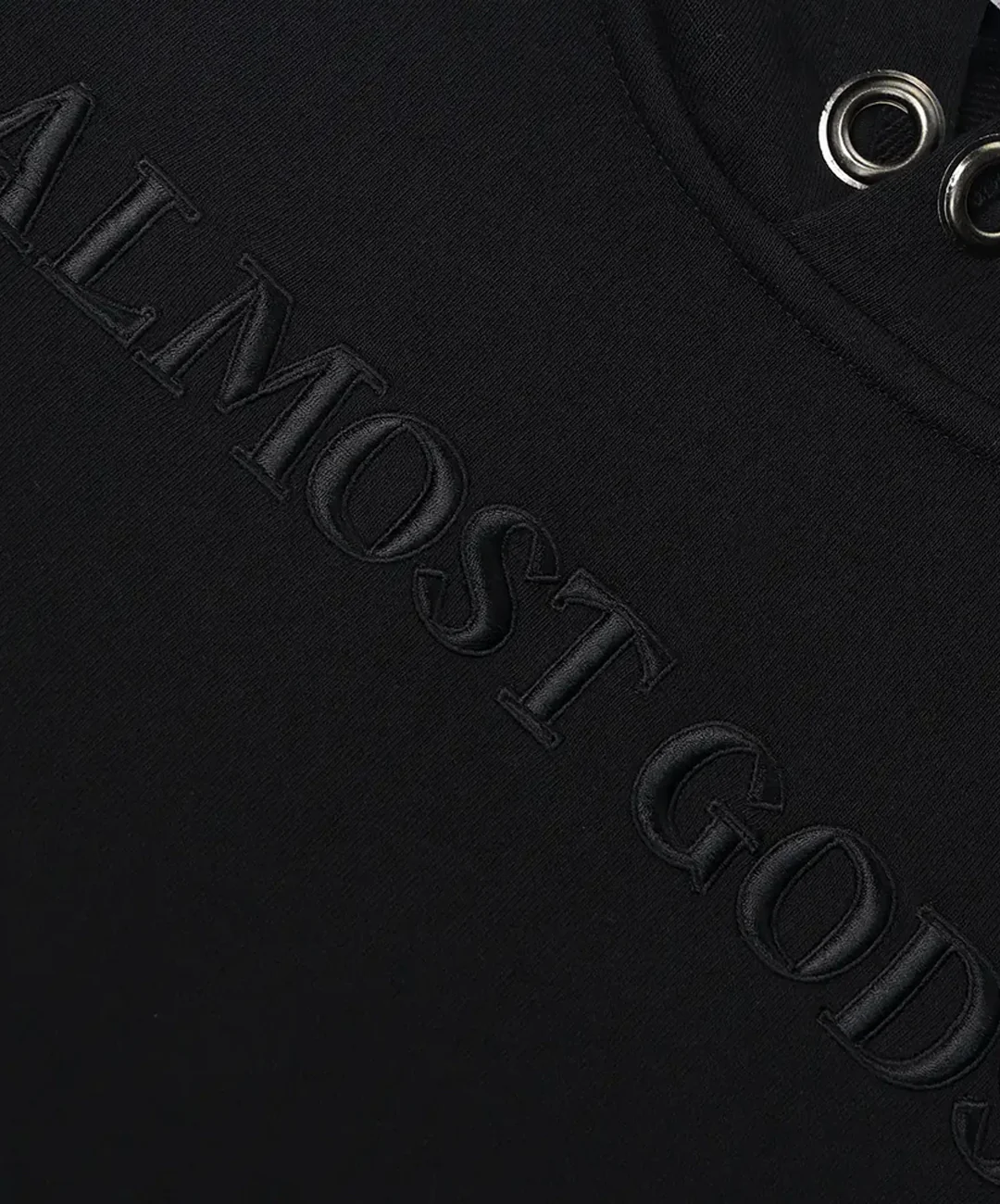 ALMOST GODS | SHATTERED ALPHA CROSS HOODIE { BLACK - Image 4