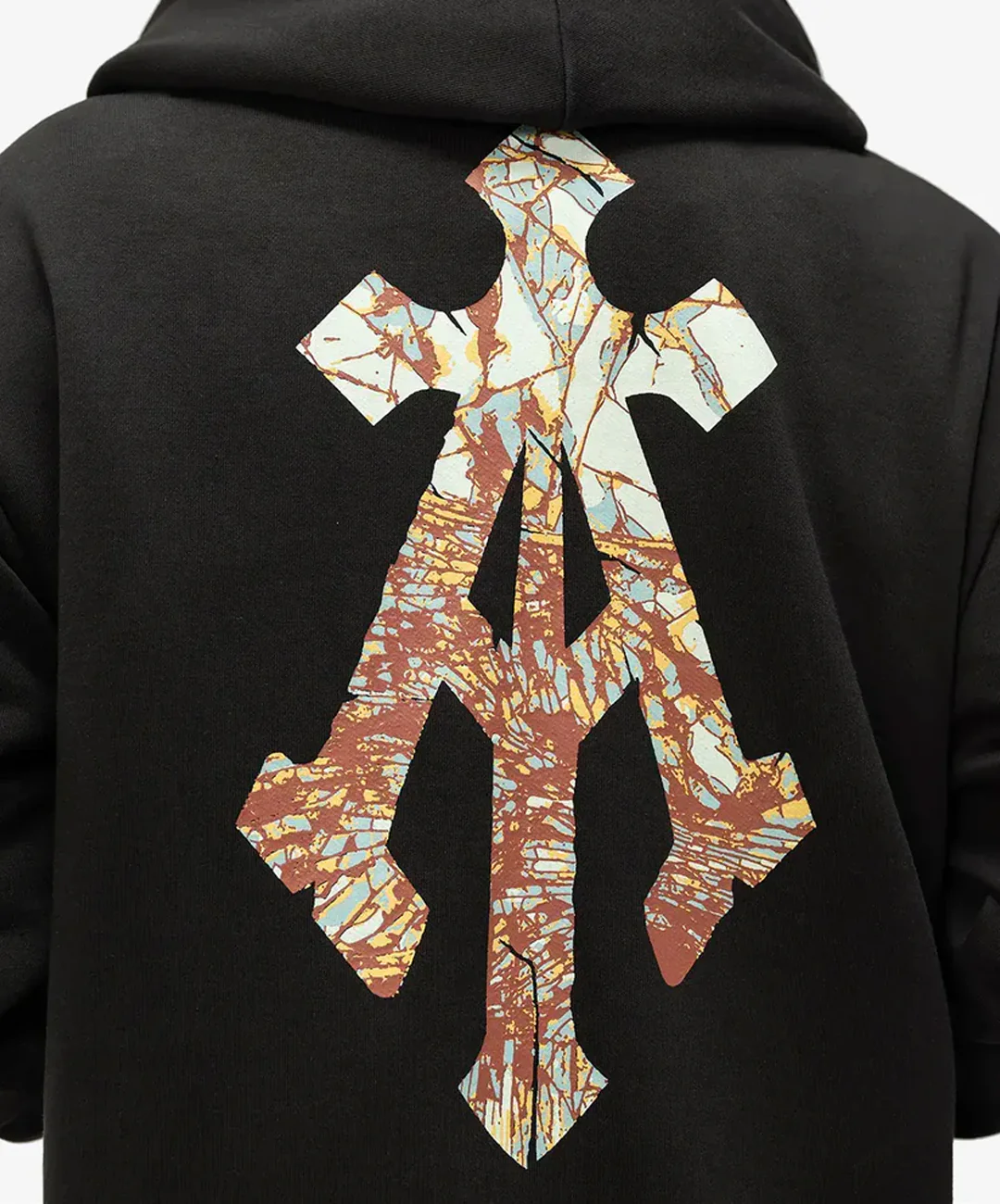 ALMOST GODS | SHATTERED ALPHA CROSS HOODIE { BLACK - Image 5