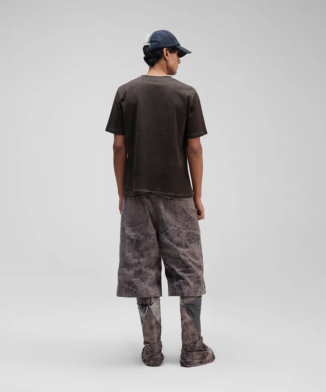 ALMOST GODS | SHATTERED ALPHA CROSS TEE WITH PIGMENT WASH { BROWN - Image 4