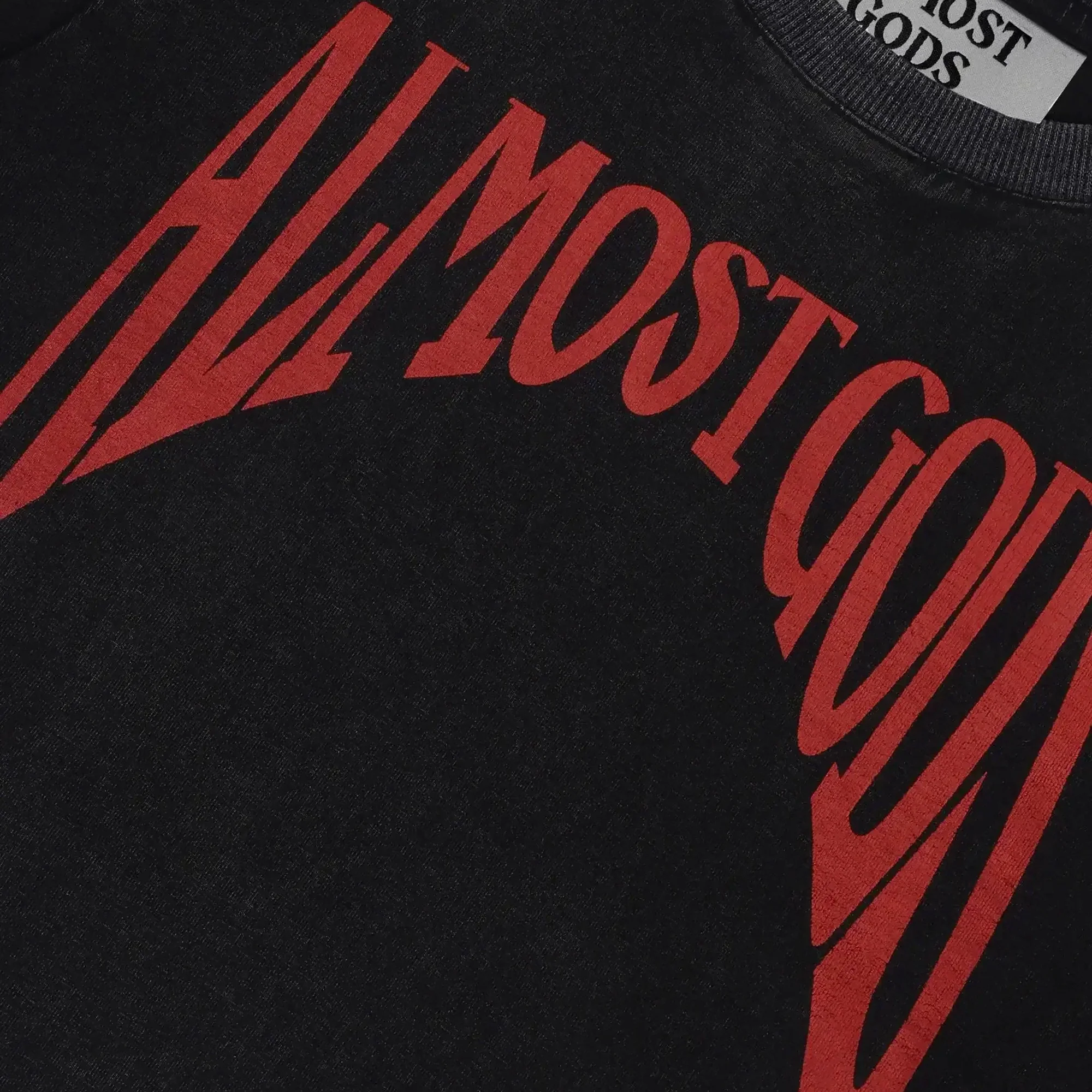 ALMOST GODS | STONEWASHED GOTHIC BABY TEE { CHARCOAL BLACK - Image 3