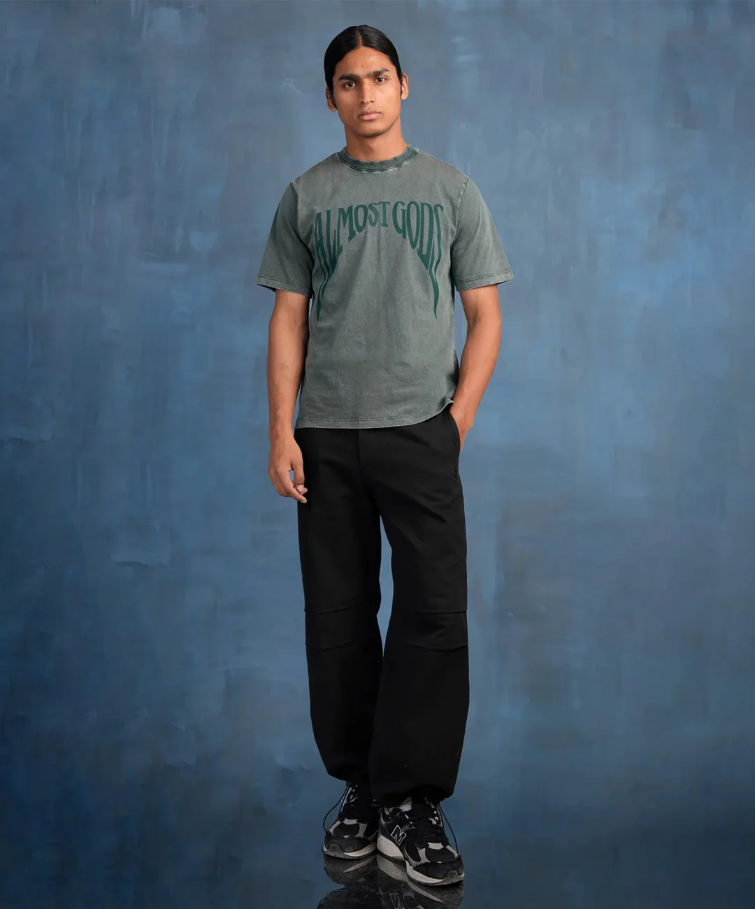 ALMOST GODS | STONEWASHED GOTHIC RELAXED TEE { PINE - Image 6