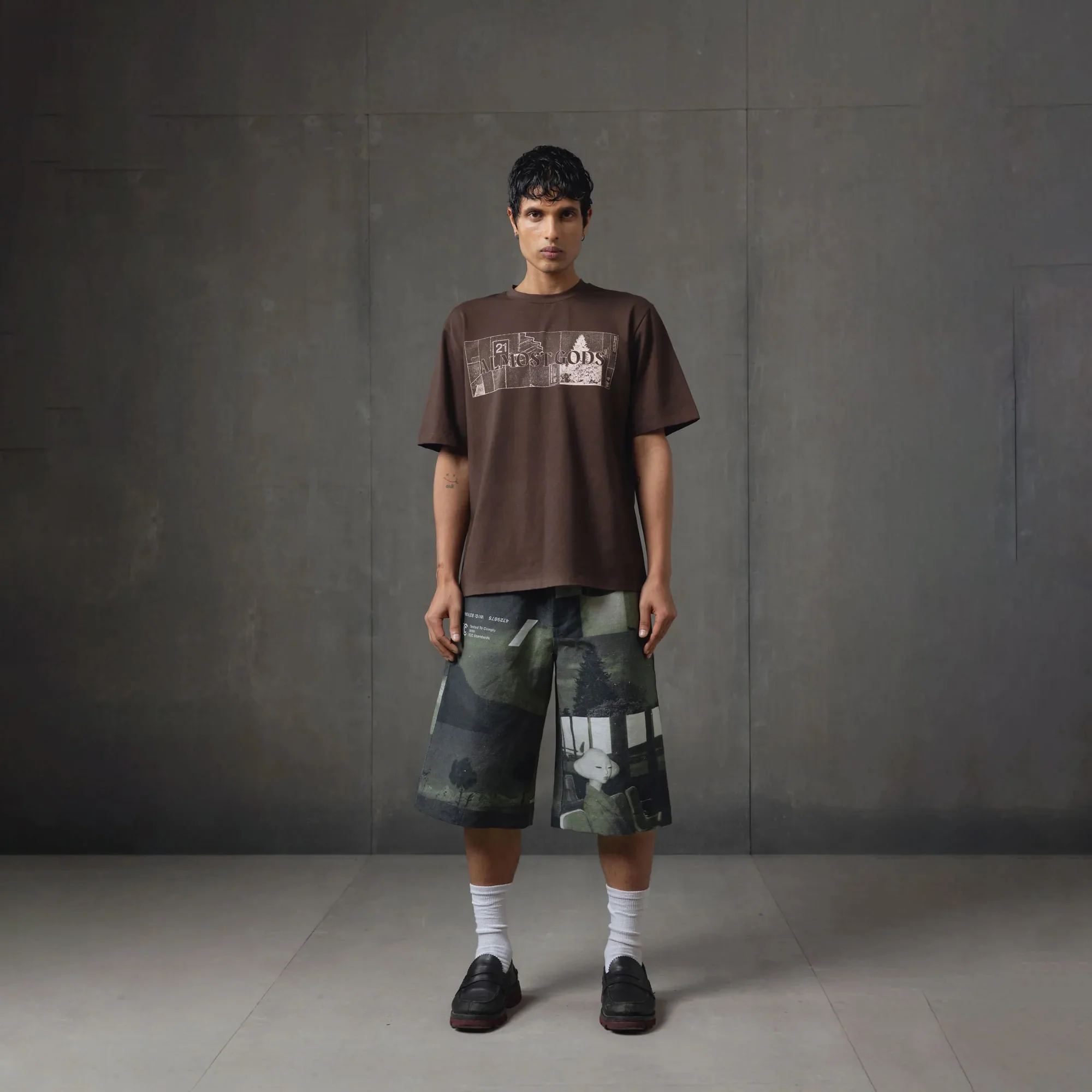 ALMOST GODS | SYSTEM RELAXED TEE { BROWN - Image 6