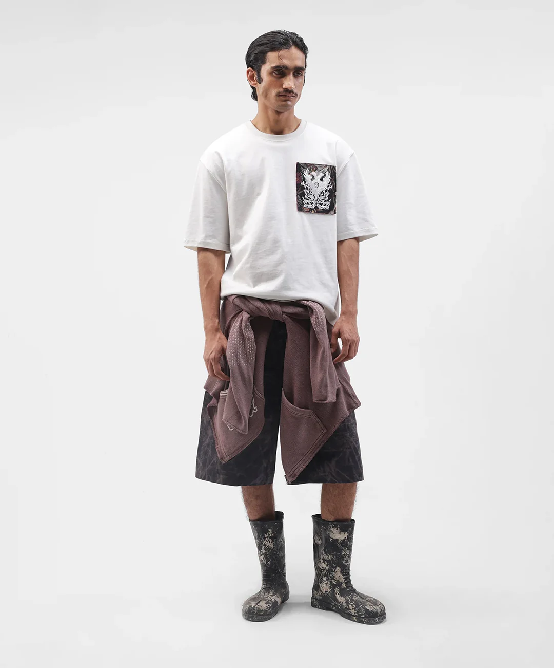 ALMOST GODS | TEMPLAR JACQUARD BOXY TEE { WHITE - Image 5