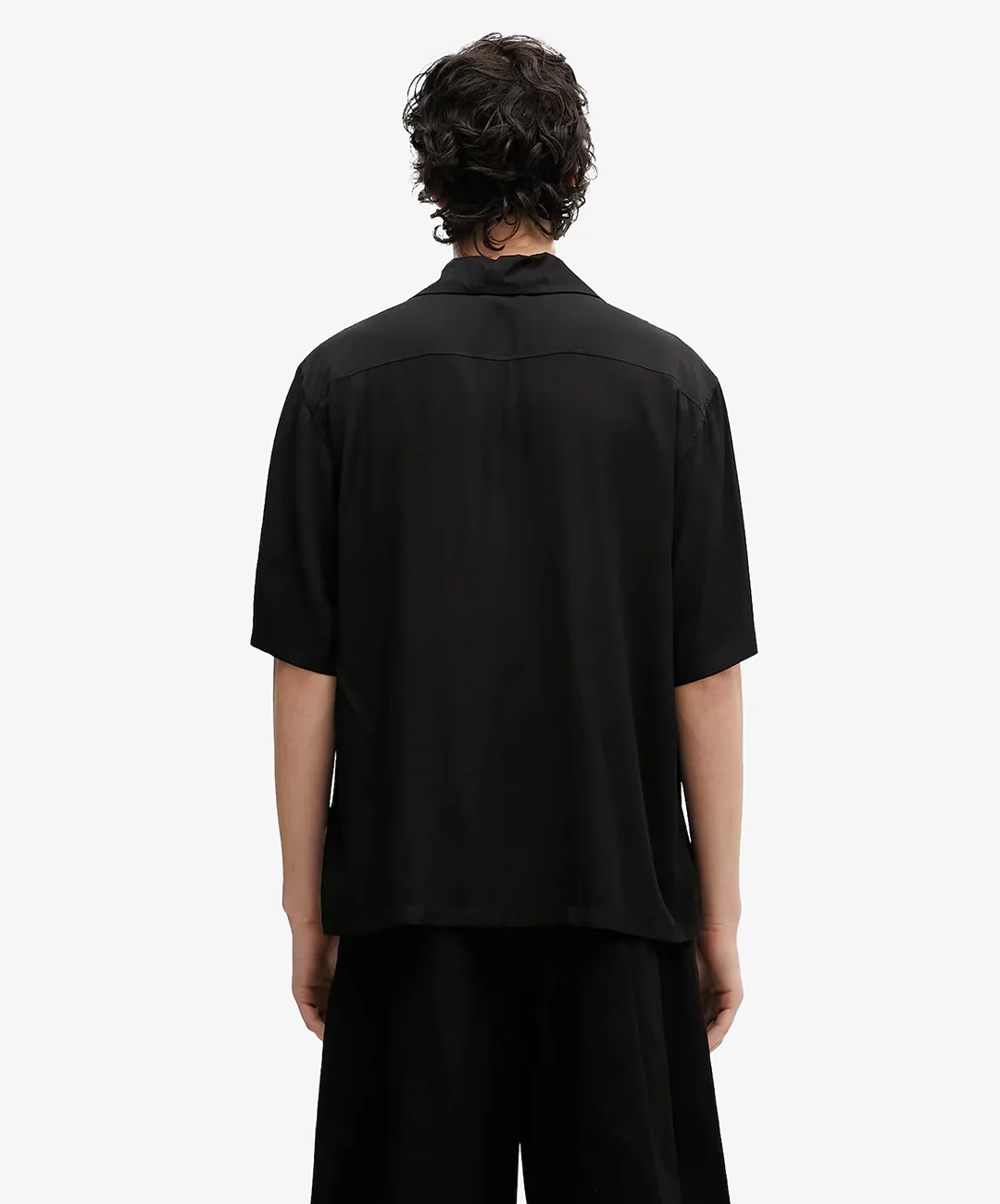 Aries | ANCIENT COLUMN SATIN VISCOSE HAWAIIAN SHIRT { BLACK - Image 3