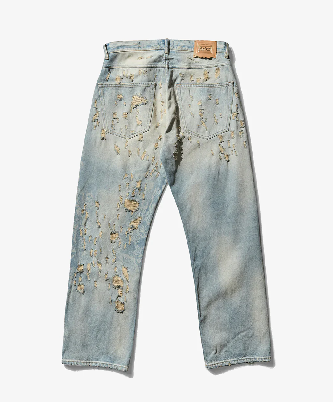 Aries | DESTROYED LACE BATTEN JEANS { BLUE - Image 2