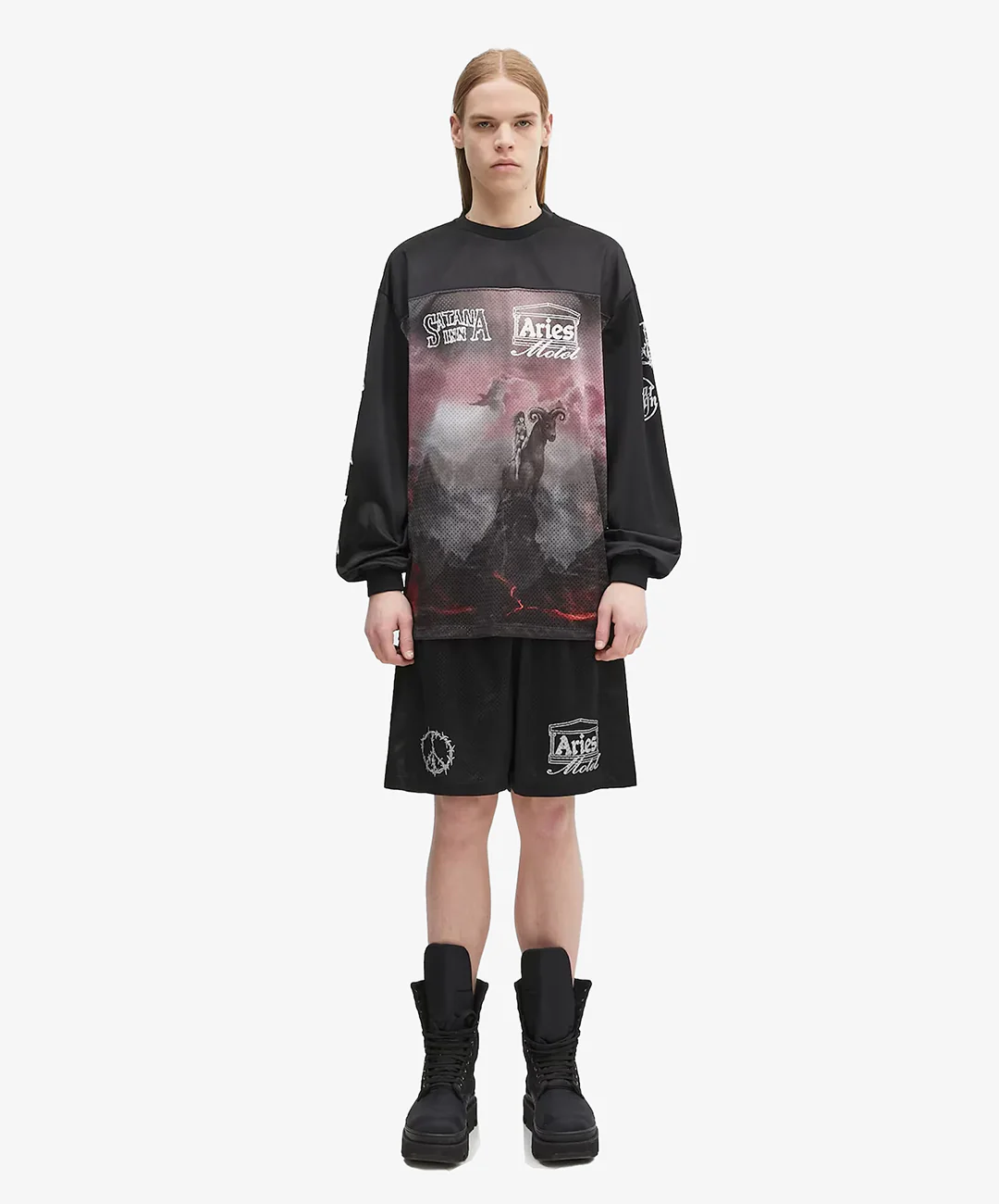 Aries | RAMSCAPE AIRTEX 1S TEE { BLACK/GREY - Image 6