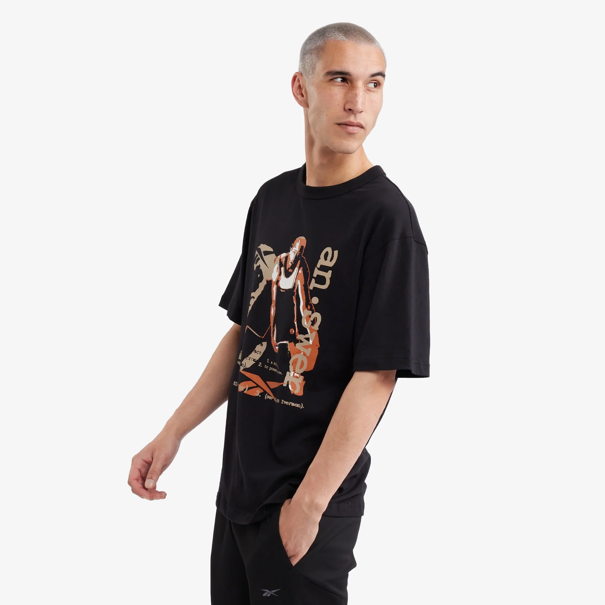 Reebok | BASKETBALL SHORT SLEEVE TEE { BLACK - Image 2