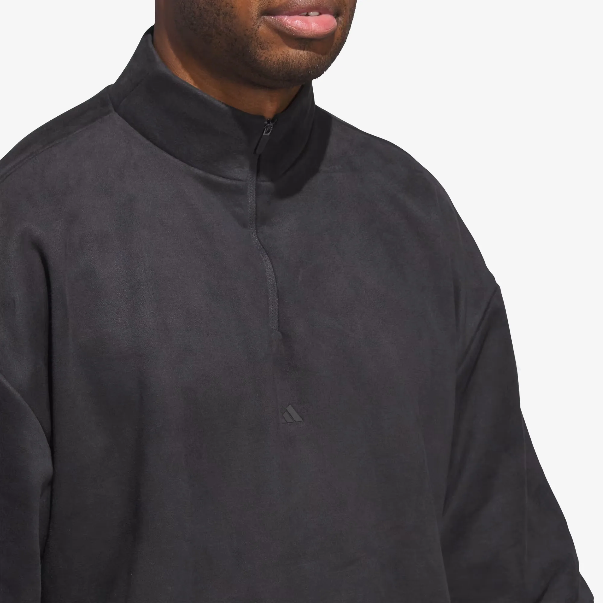 Adidas Originals | BASKETBALL SUEDED 3/4 HALF-ZIP SWEATSHIRT { CARBON - Image 7