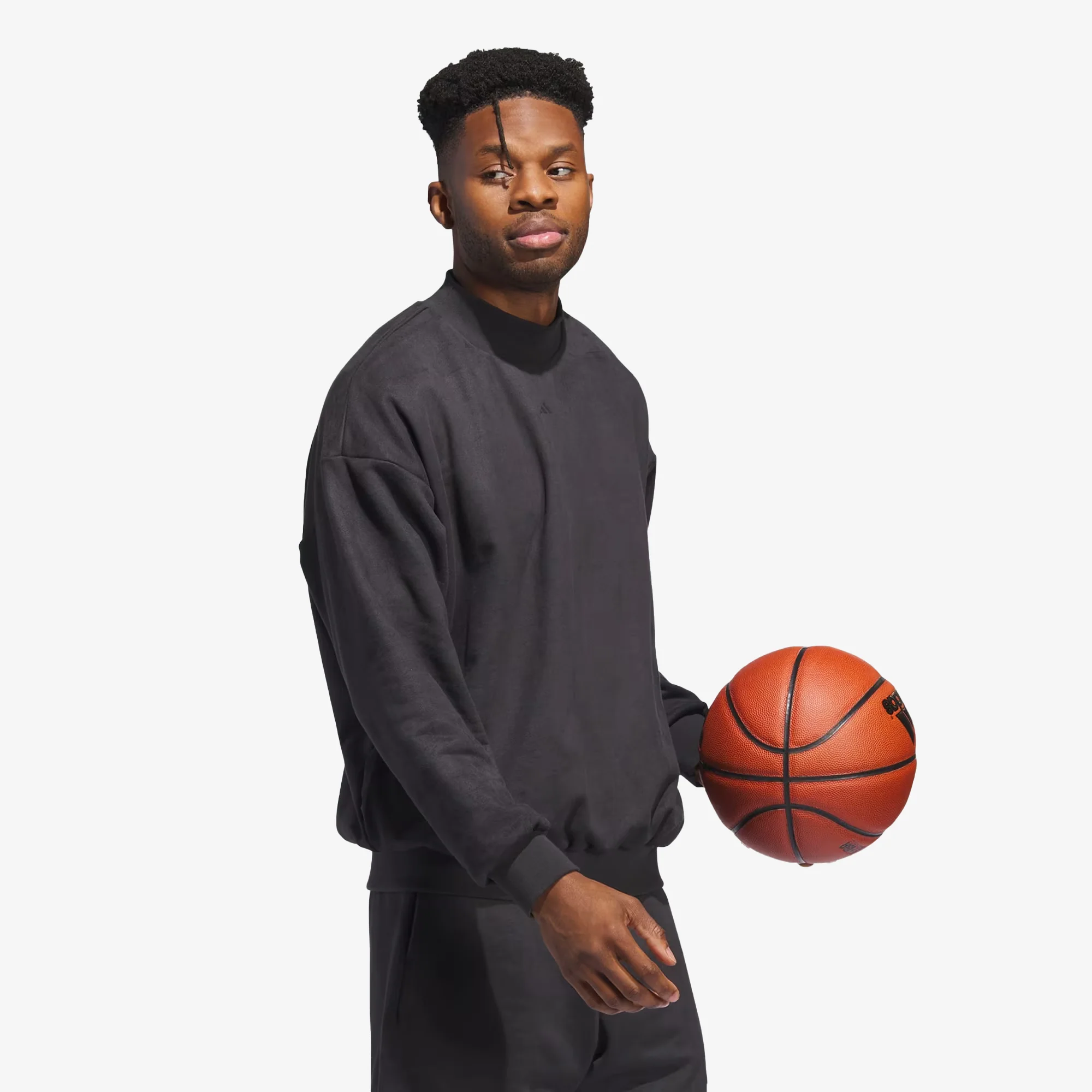 Adidas Originals | BASKETBALL SUEDED CREW SWEATSHIRT { CARBON - Image 3
