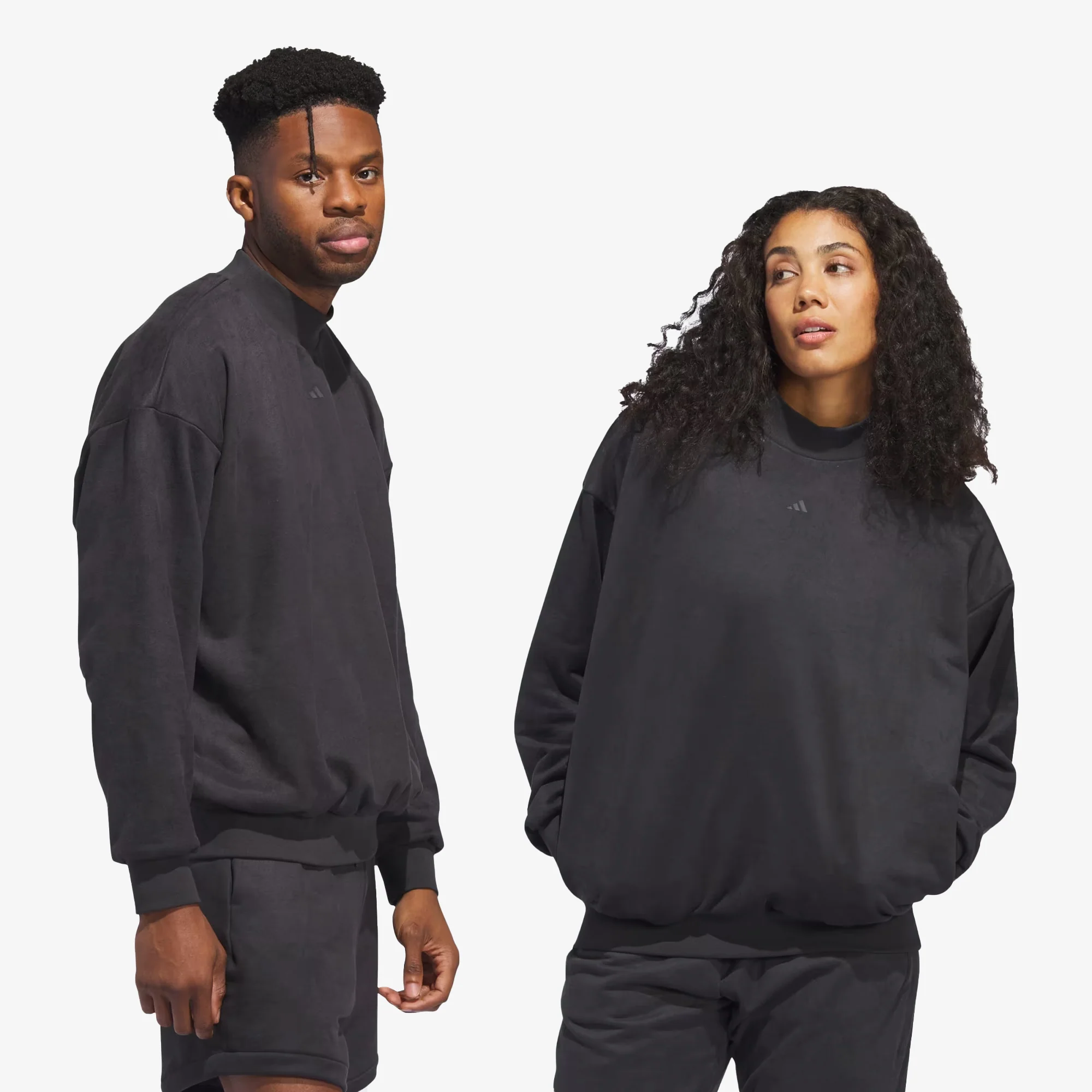 Adidas Originals | BASKETBALL SUEDED CREW SWEATSHIRT { CARBON - Image 4