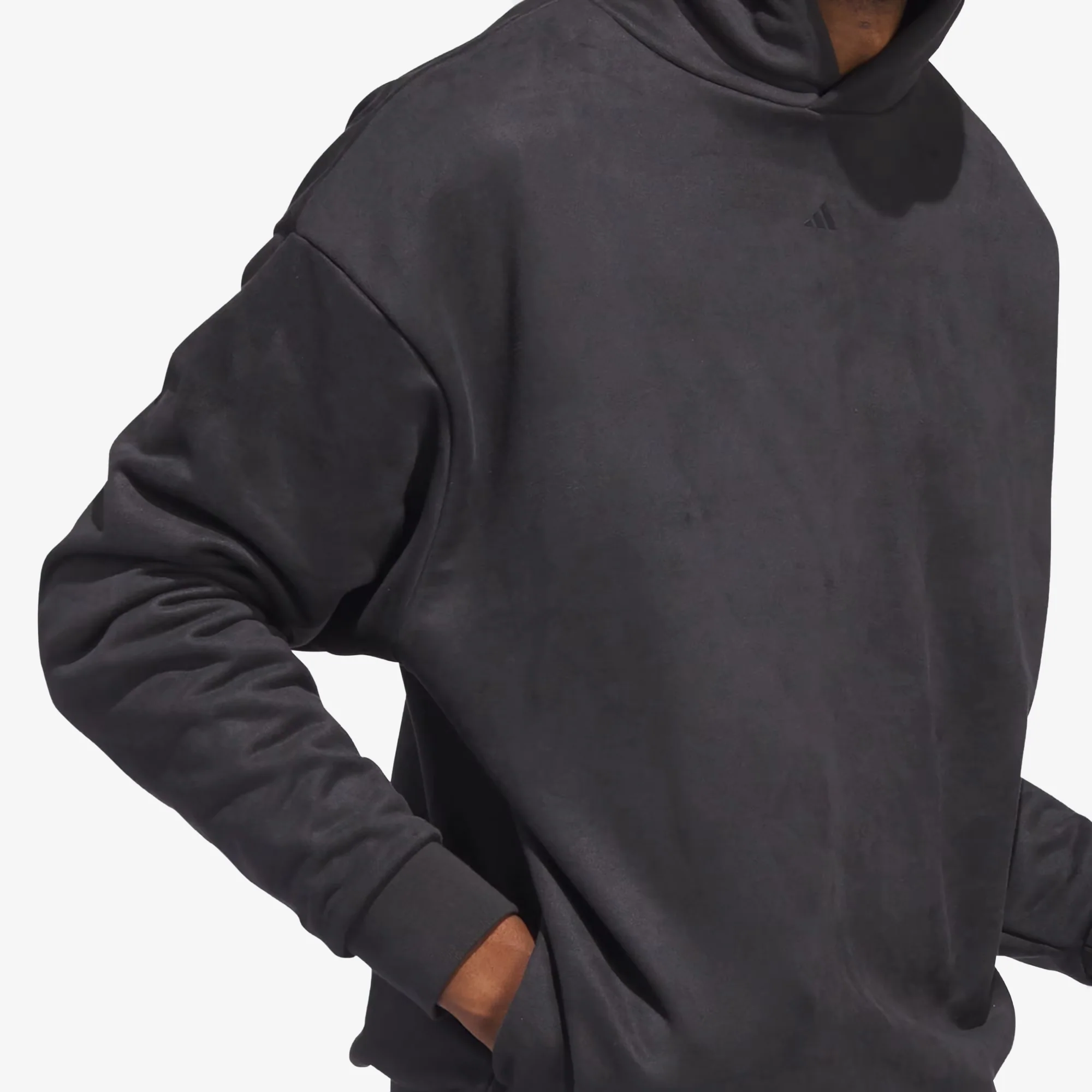 Adidas Originals | BASKETBALL SUEDED HOODIE { CARBON - Image 6