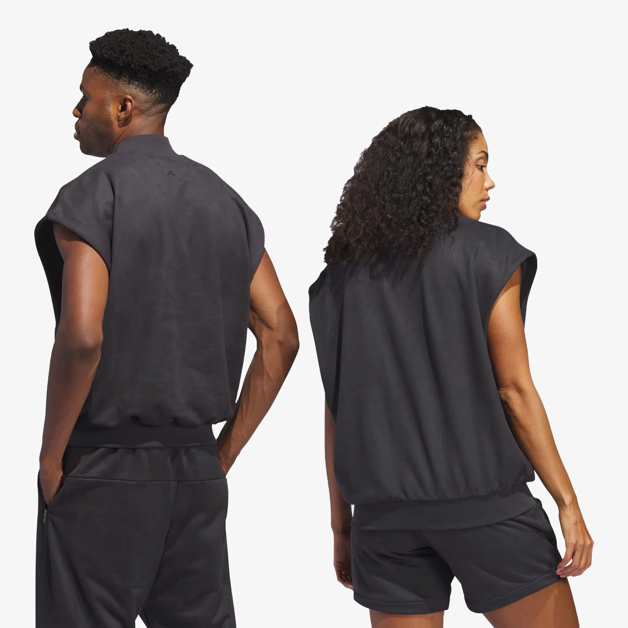Adidas Originals | BASKETBALL SUEDED SLEEVELESS SWEATSHIRT { CARBON - Image 4