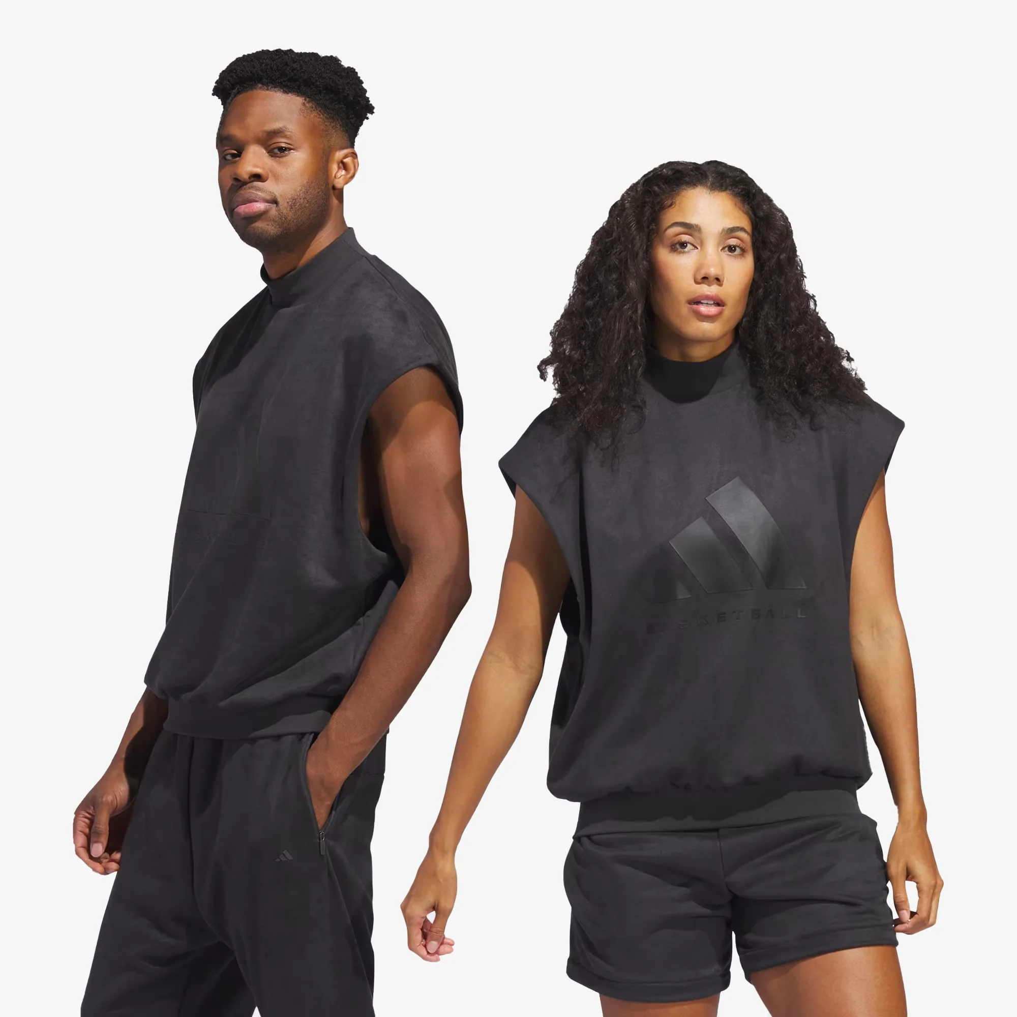 Adidas Originals | BASKETBALL SUEDED SLEEVELESS SWEATSHIRT { CARBON - Image 5
