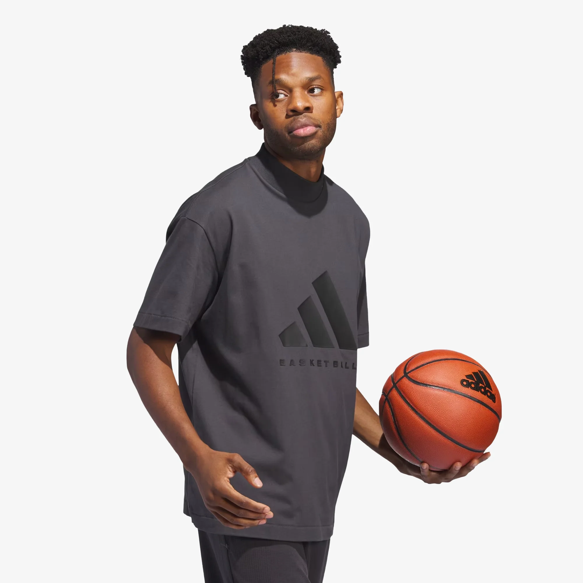 Adidas | BASKETBALL TEEE { CARBON/CARBON - Image 3
