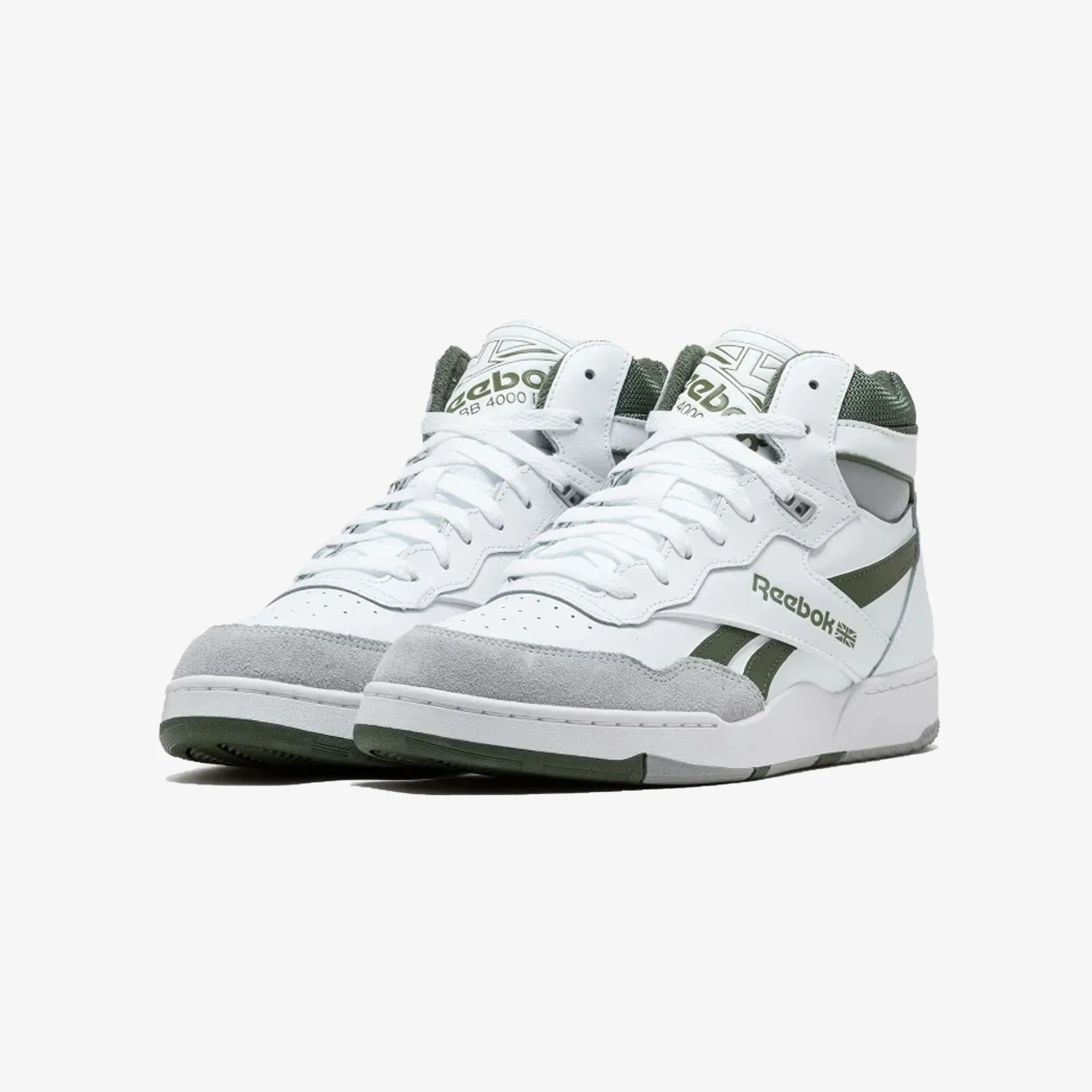 Reebok | BB 4000 II MID { WHITE/COLD GREY 3/GREEN - Image 2