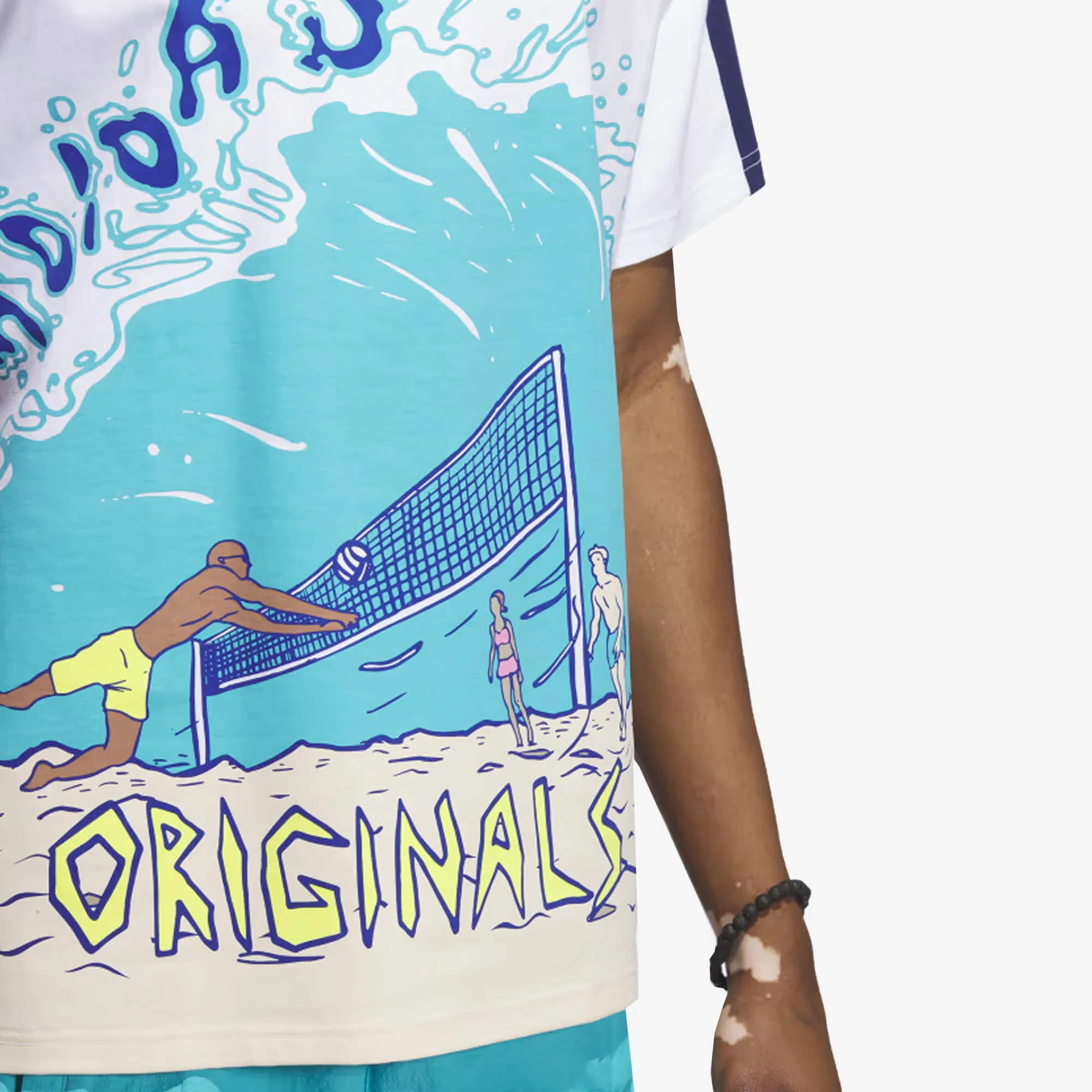 Adidas Originals | BEACH SPORTS ART TEE { WHITE/BLUE - Image 3
