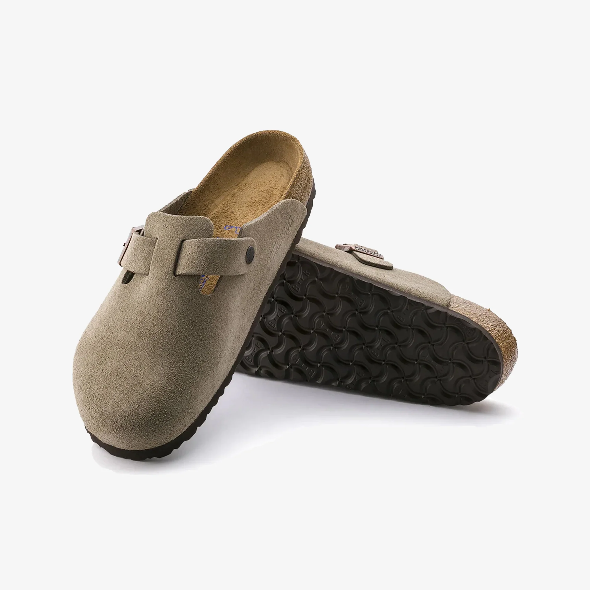 Birkenstock | BOSTON SOFT FOOTBED SUEDE LEATHER { GRAY/TAUPE - Image 2