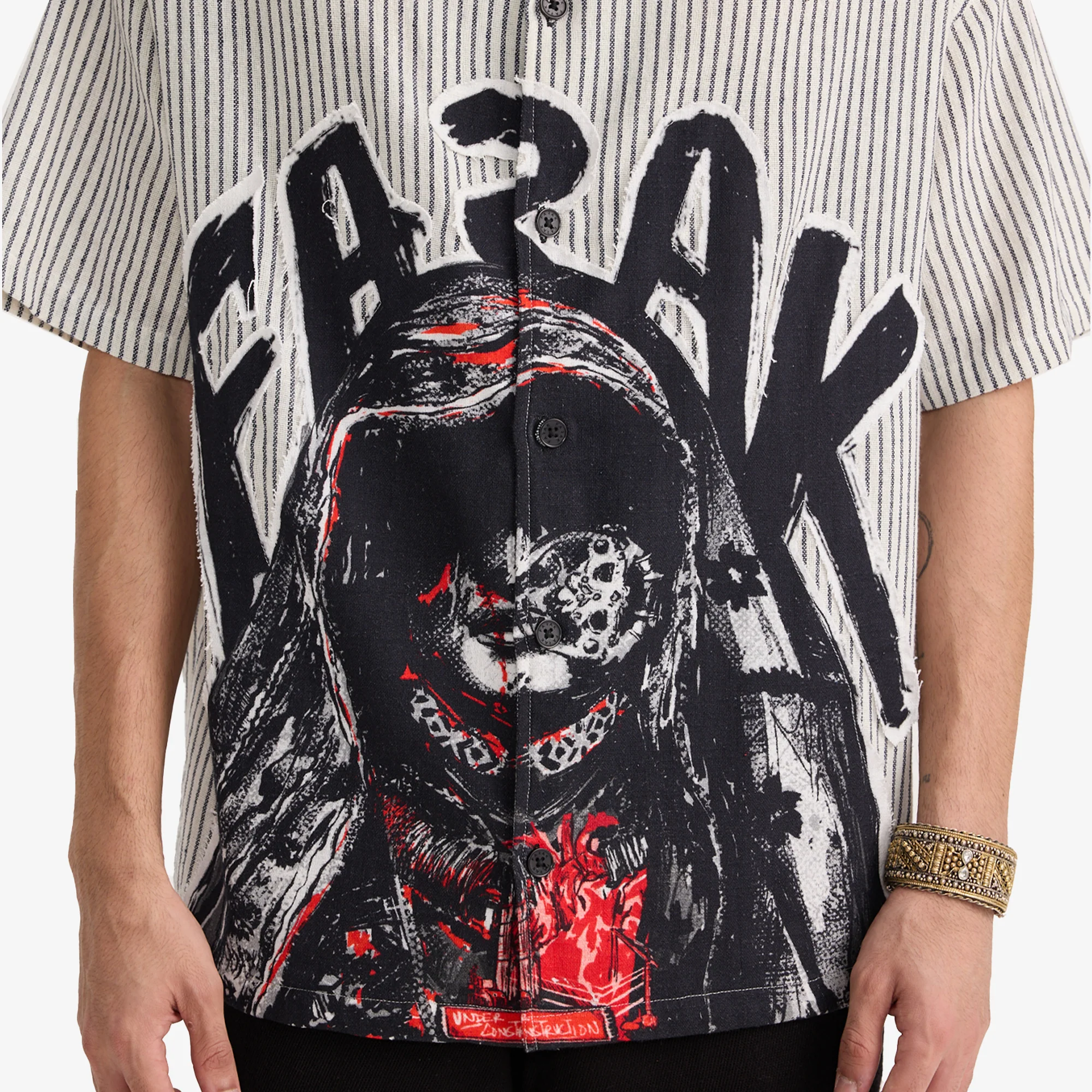 F A R A K | CHOLI KE PEECHE SHIRT { GREY/GREY - Image 4