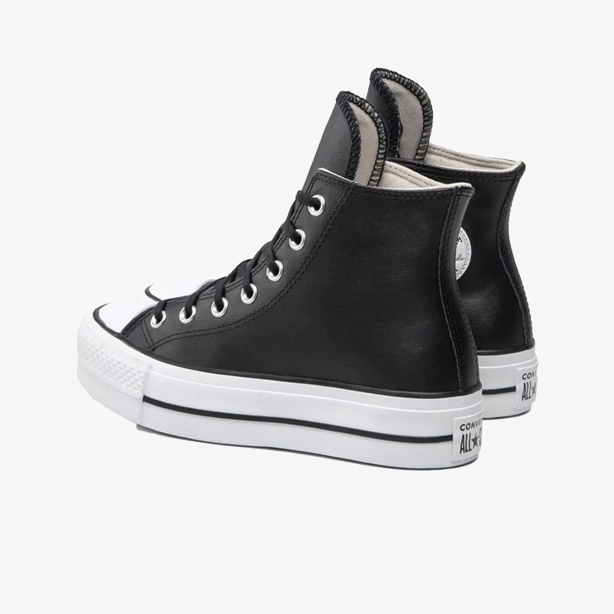Converse | CHUCK TAYLOR ALL STAR LEATHER PLATFORM HI { BLACK/WHITE - Image 4